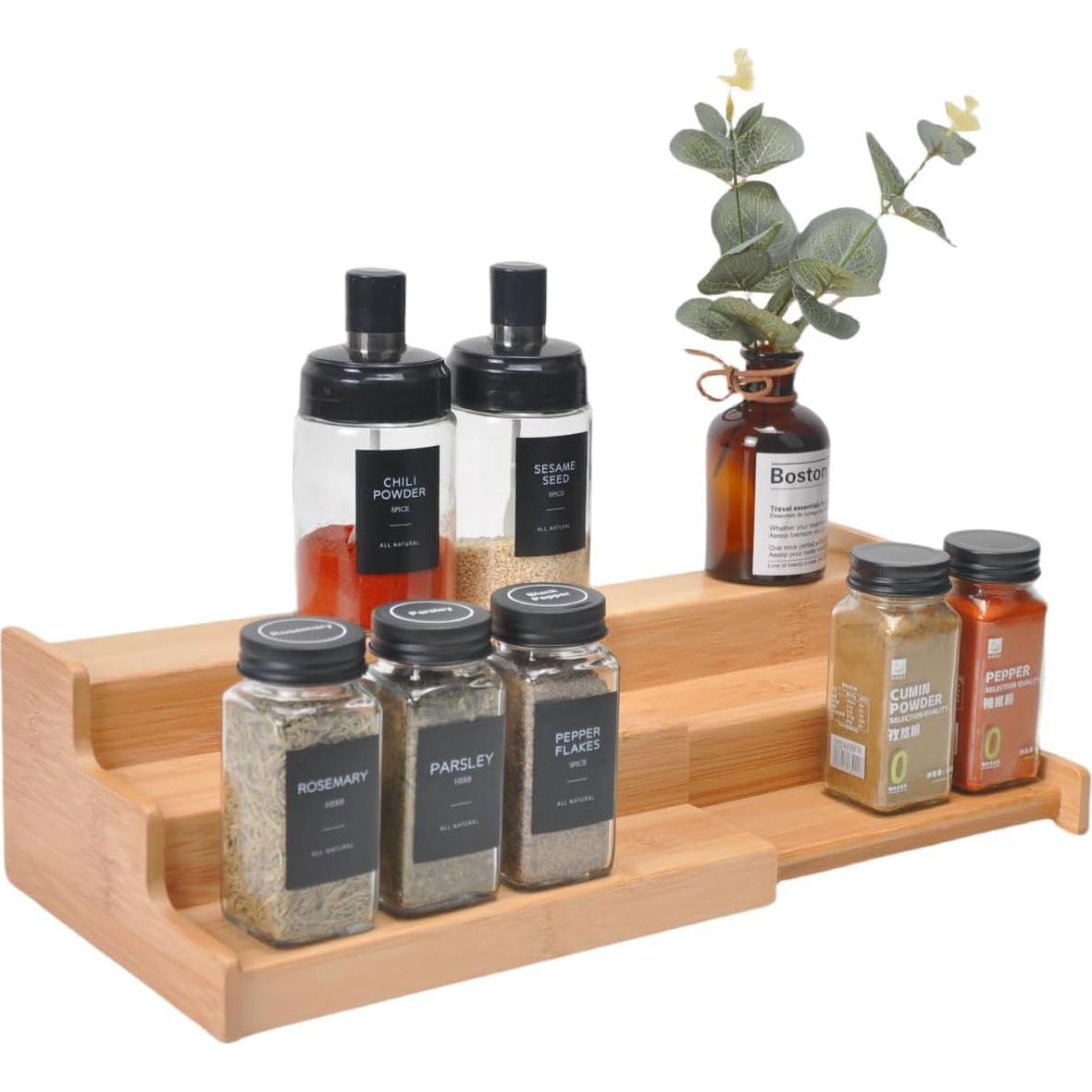 Organizador de especias JinDoWin 3 niveles bambú 2 paquetes