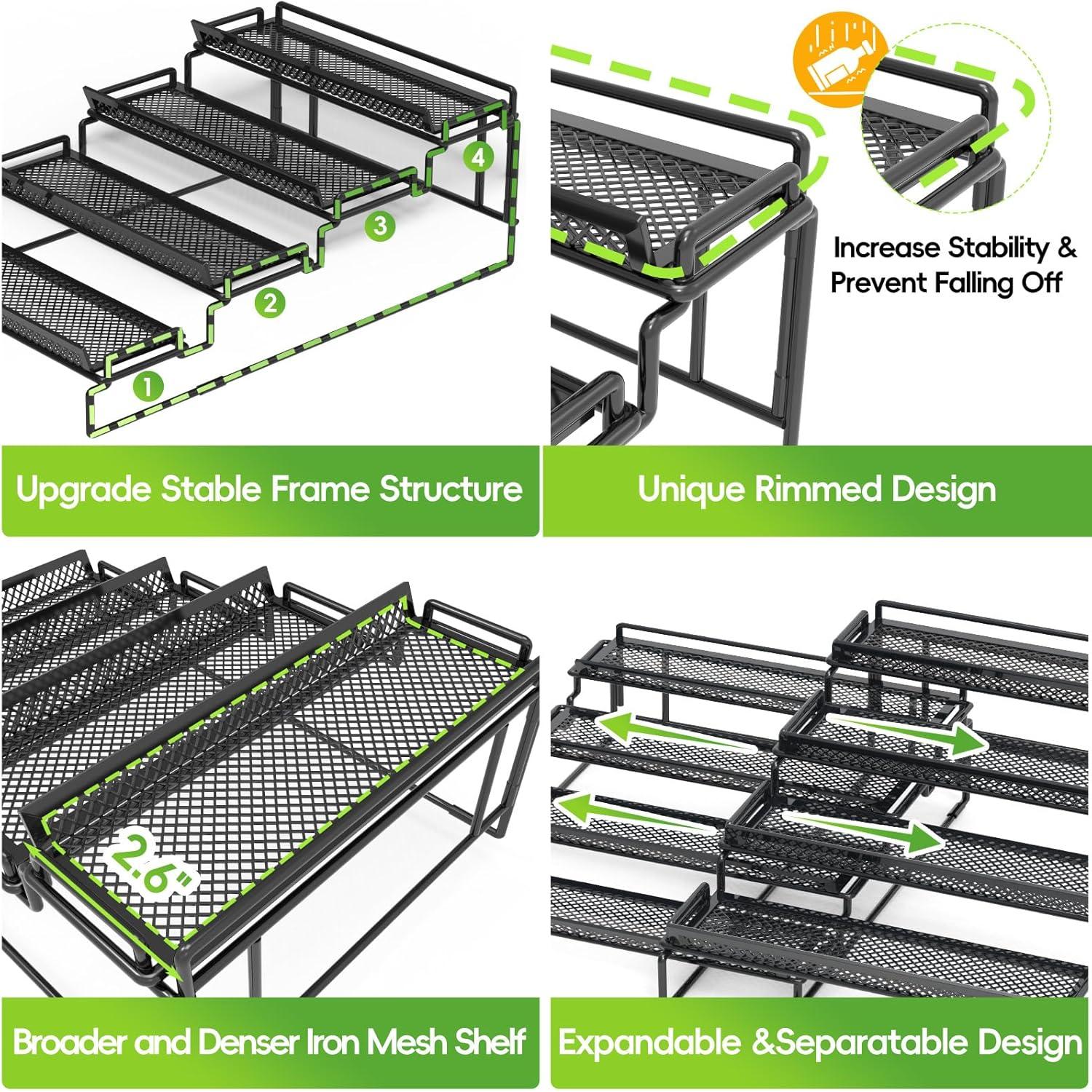 Organizador de especias 4 niveles LUHENPING negro 2 piezas