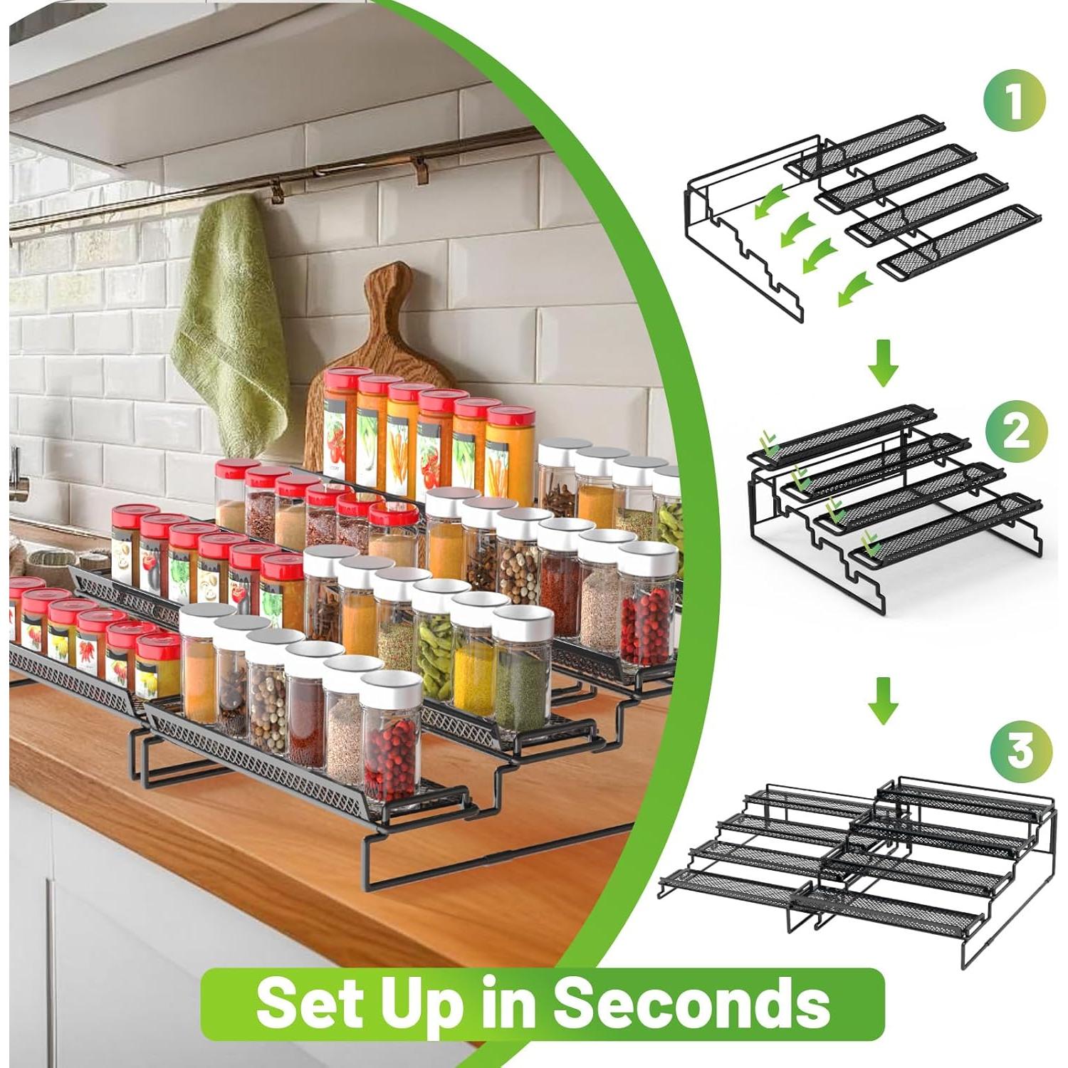 Organizador de especias 4 niveles LUHENPING negro 2 piezas