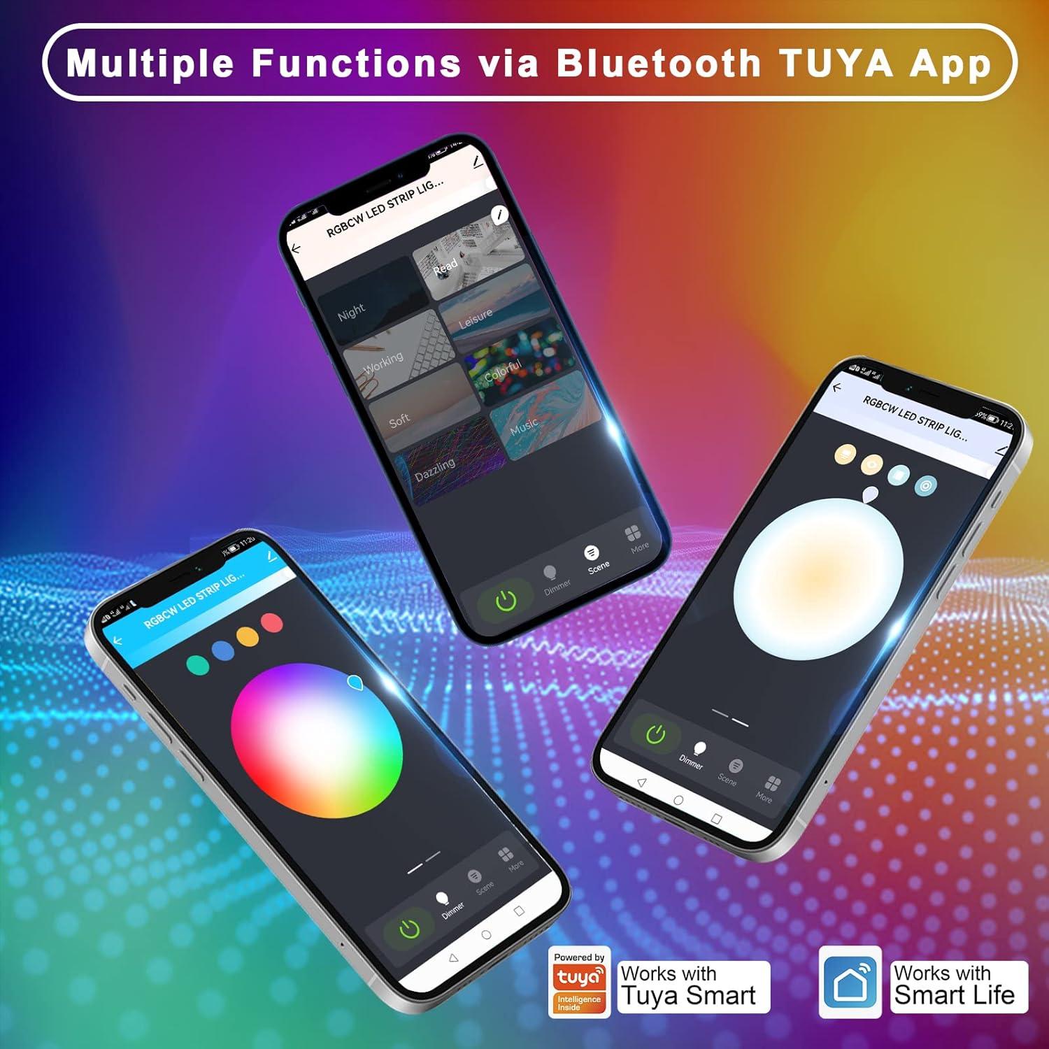 Tiras LED RGBWW Tatazone 5m Bluetooth Ajustable 3000K-6500K