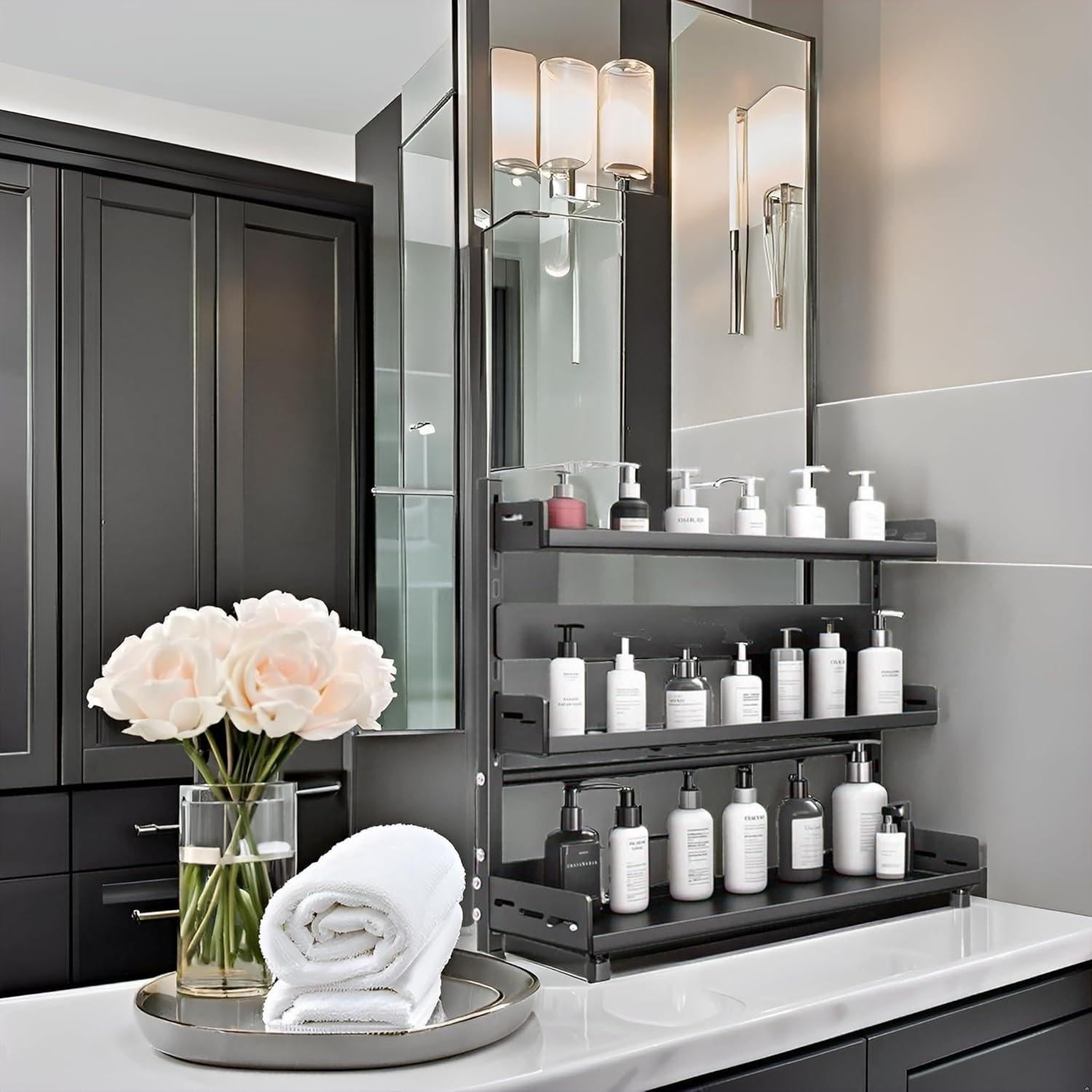 Estante de Especias VORA 3 Niveles Ajustable 40cm Negro