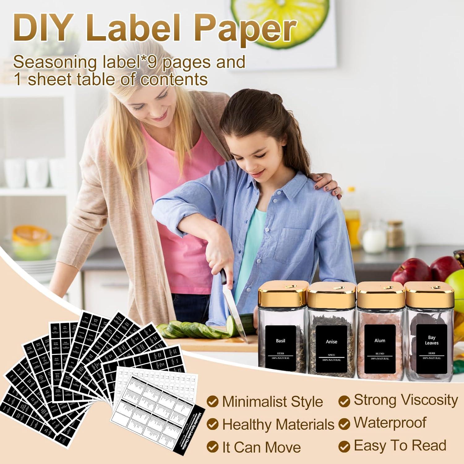 Estante de especias THYEUISM dorado 16 frascos acero inoxidable