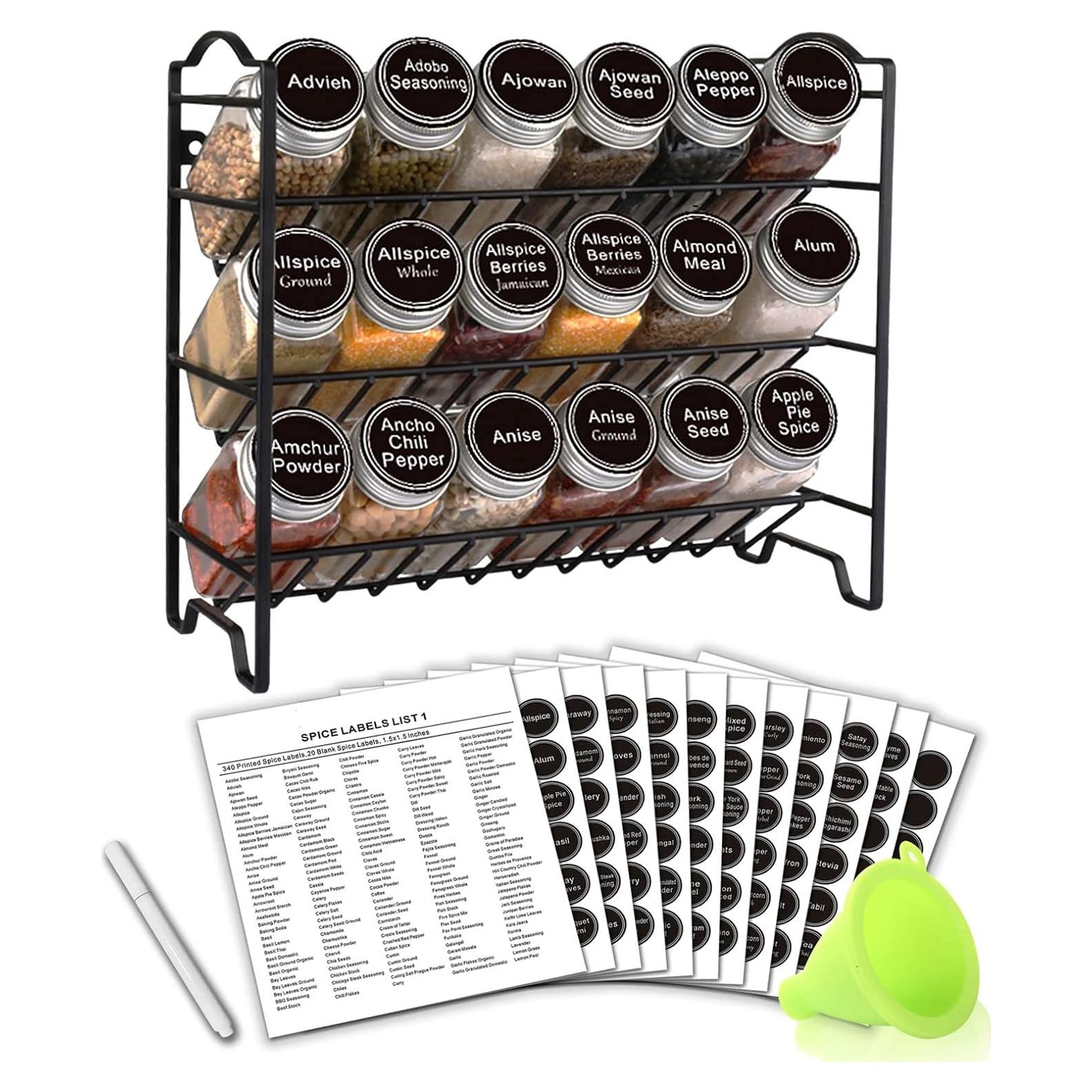 Organizador de Especias SWOMMOLY 18 Frascos Vidrio Negro