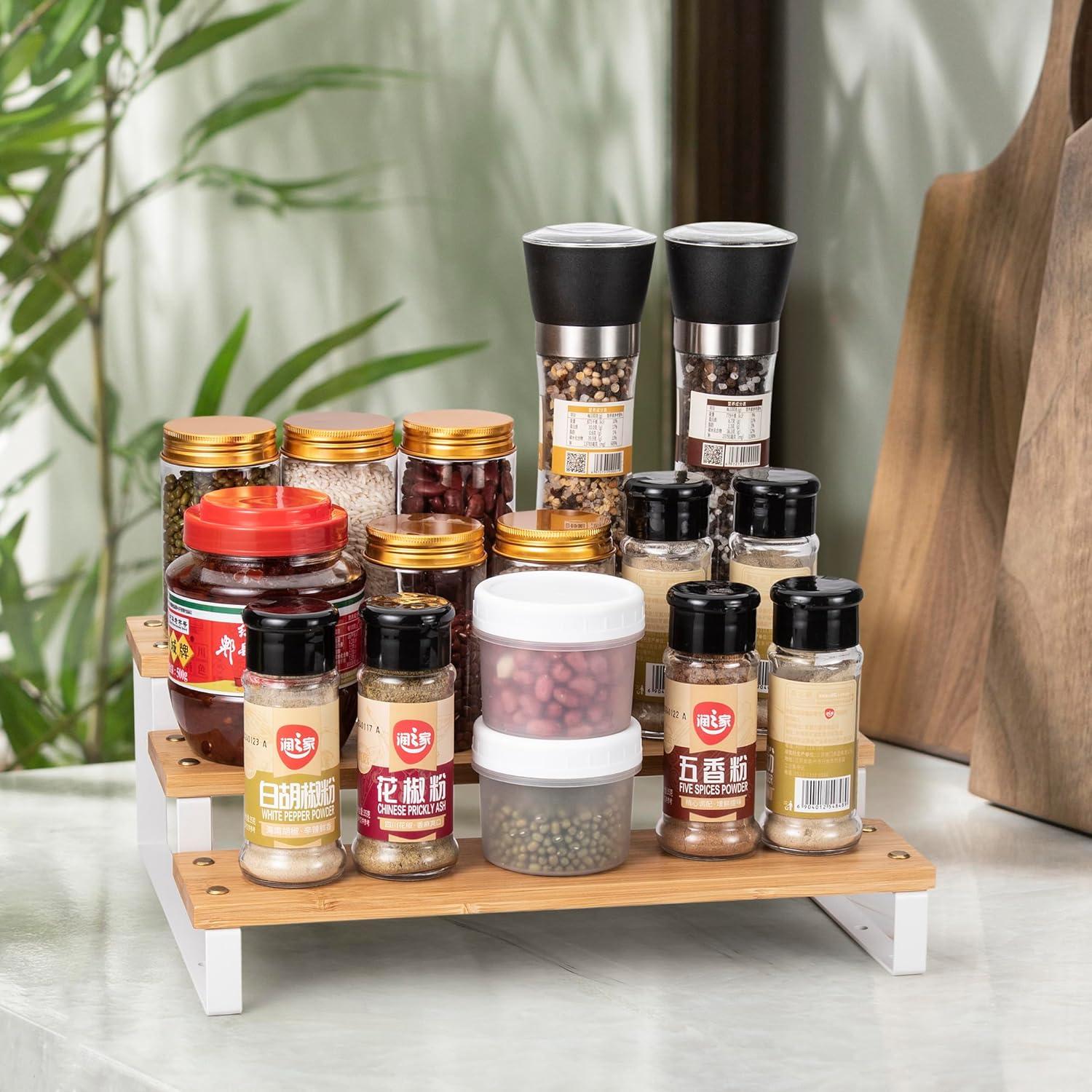 Organizador de Especias de 3 Niveles ASTOTSELL - Bambú