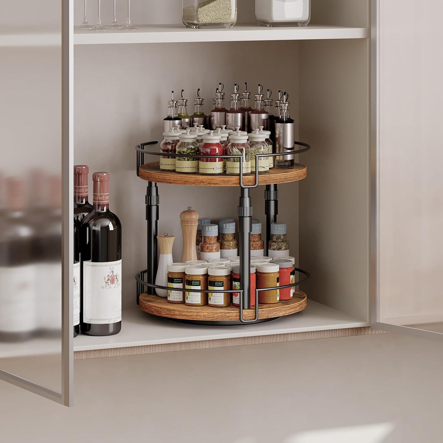 Organizador de Especias HOOBRO Lazy Susan 2 Niveles Ajustable