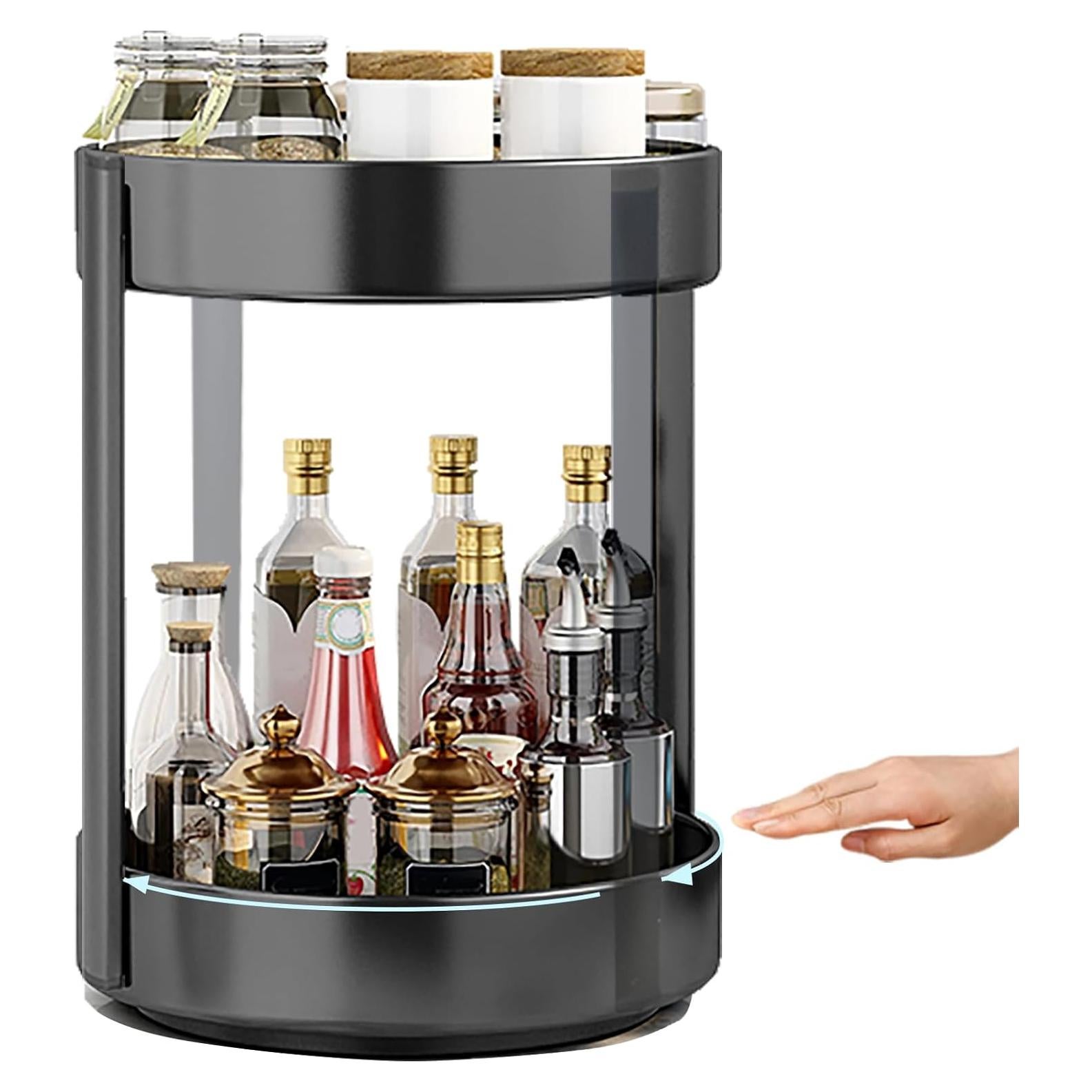 Organizador giratorio de especias Fineget 2 niveles 29.84 cm negro