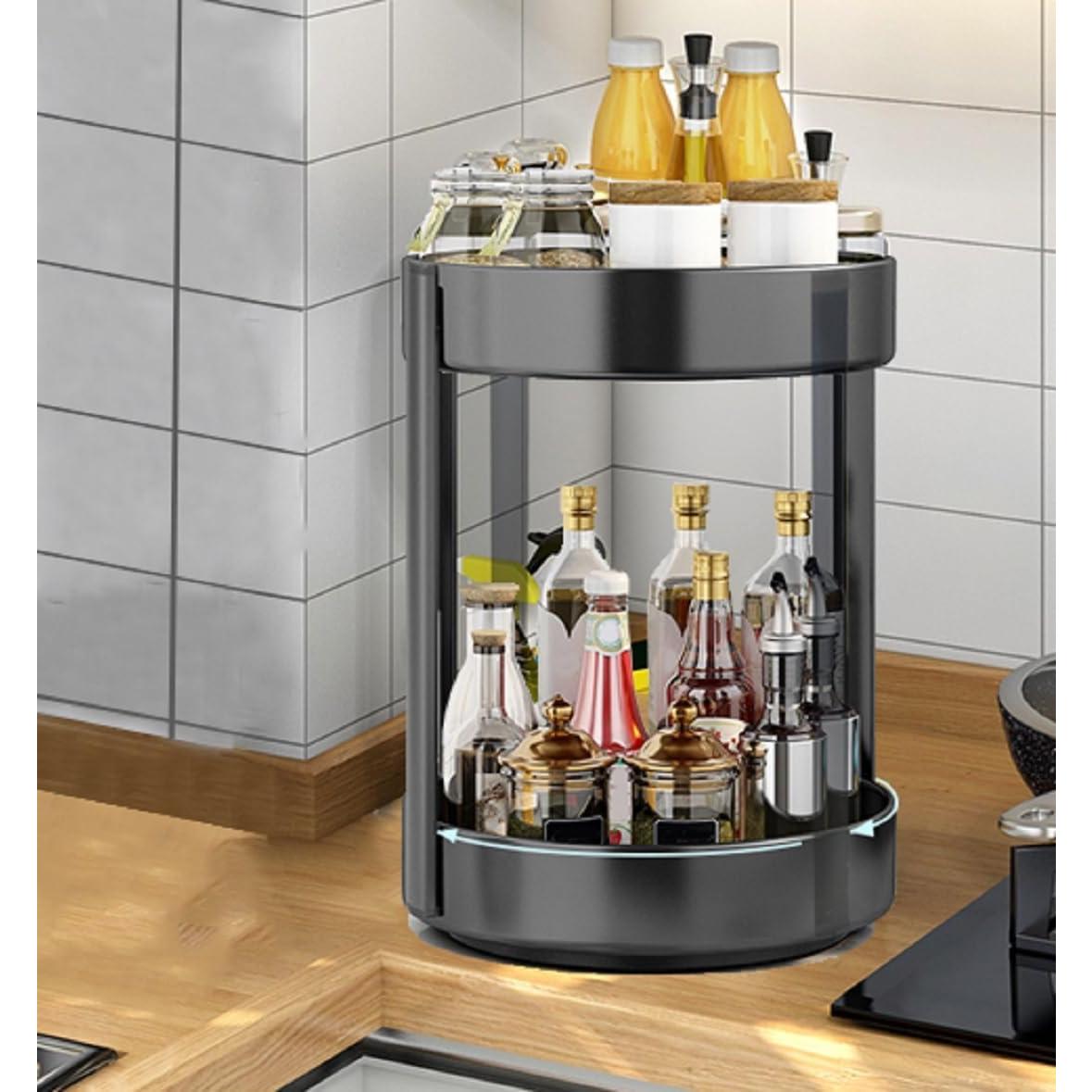 Organizador giratorio de especias Fineget 2 niveles 29.84 cm negro