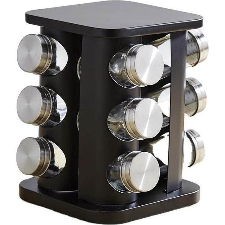 Organizador de Especias TINMIX Torre 12 Tarros Vidrio Acero Inoxidable