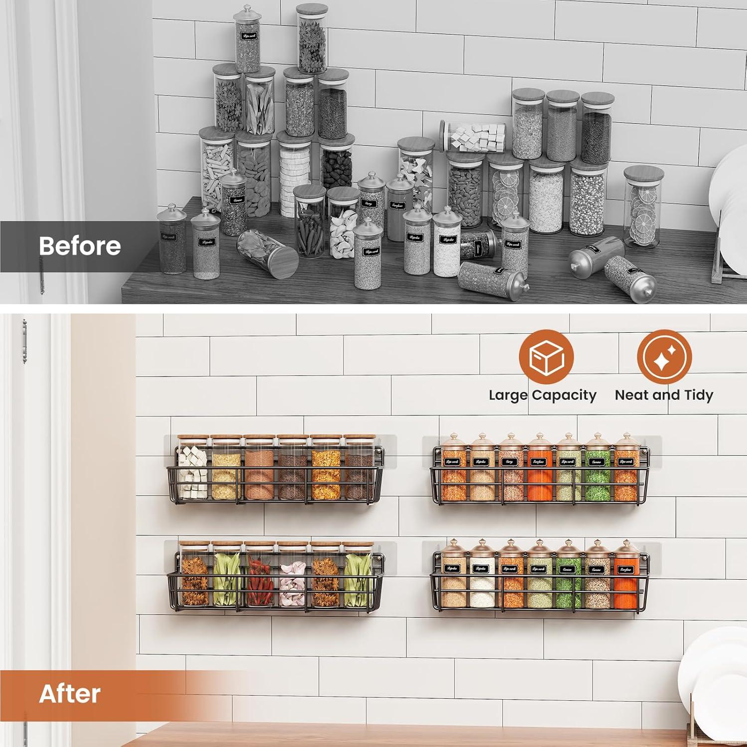 Organizador de Especias Colgante Mystozer 4 Estantes Negro