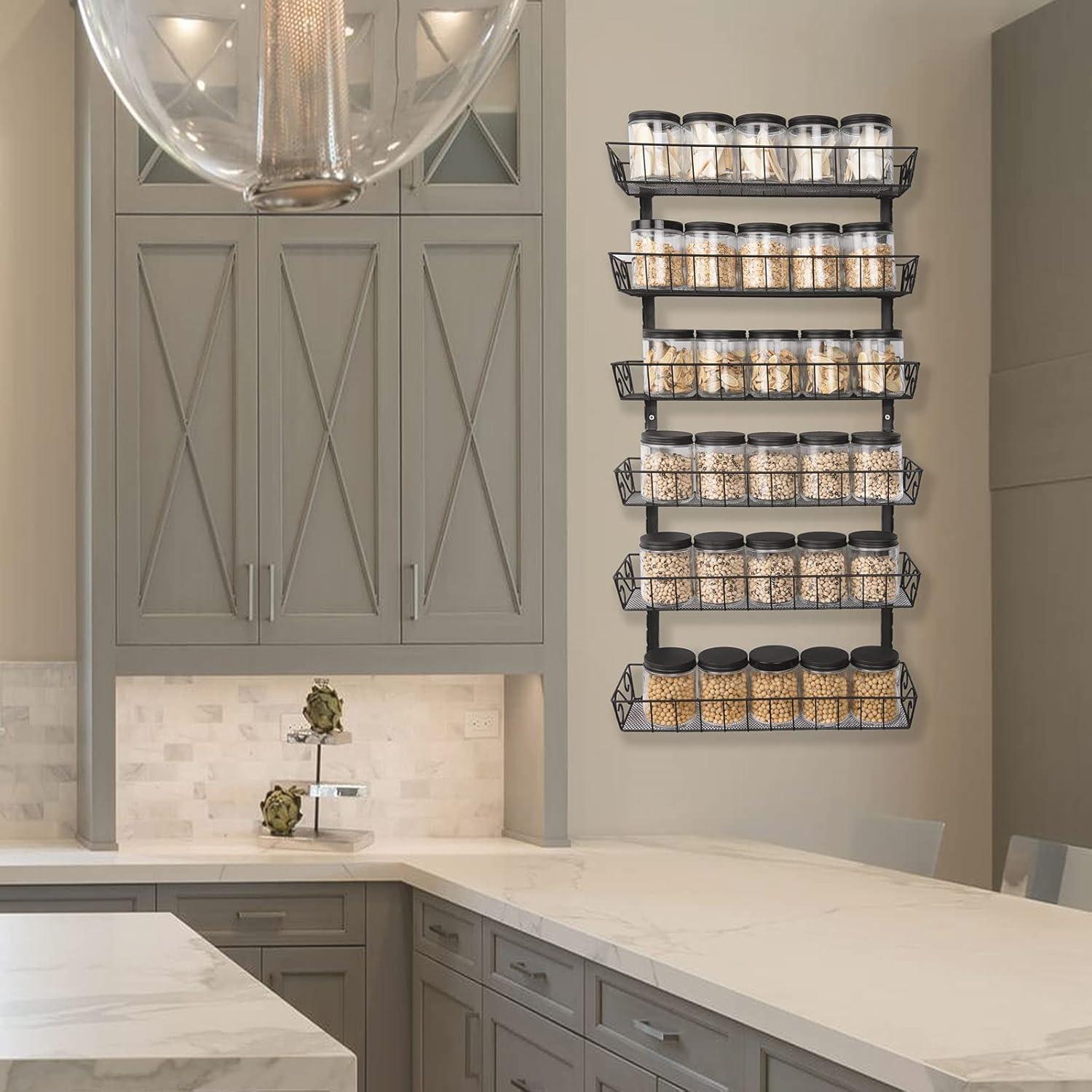 Estante de Especias Ajustable SWOMMOLY 6 Niveles Negro