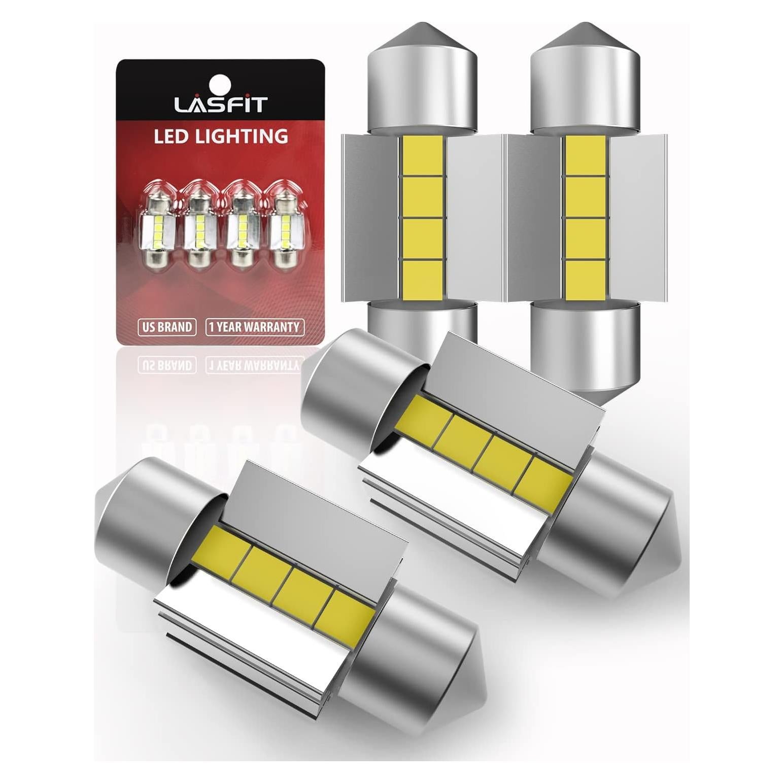 LASFIT Bombilla LED Festoon 31mm 400LM 6000K Paquete de 4