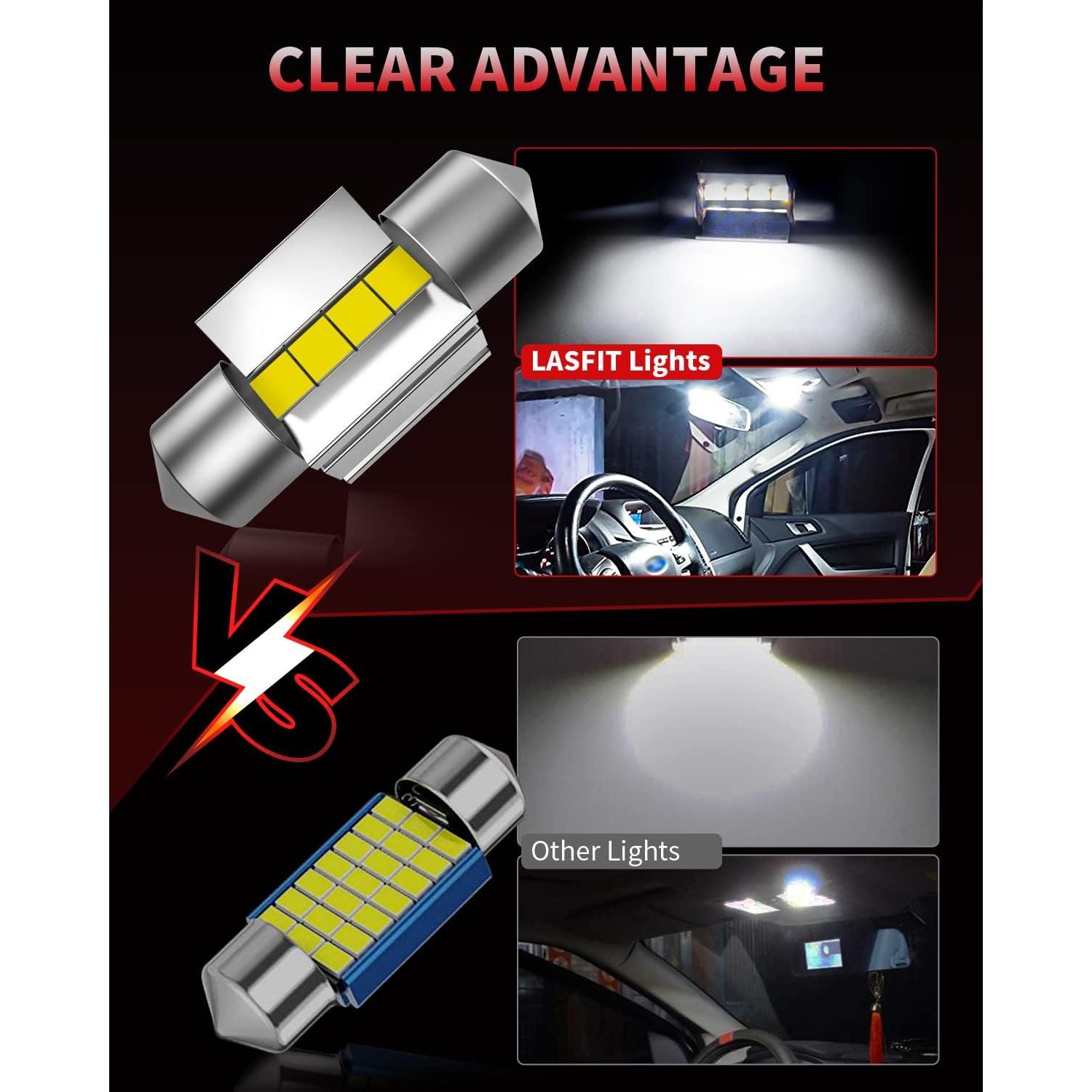 LASFIT Bombilla LED Festoon 31mm 400LM 6000K Paquete de 4