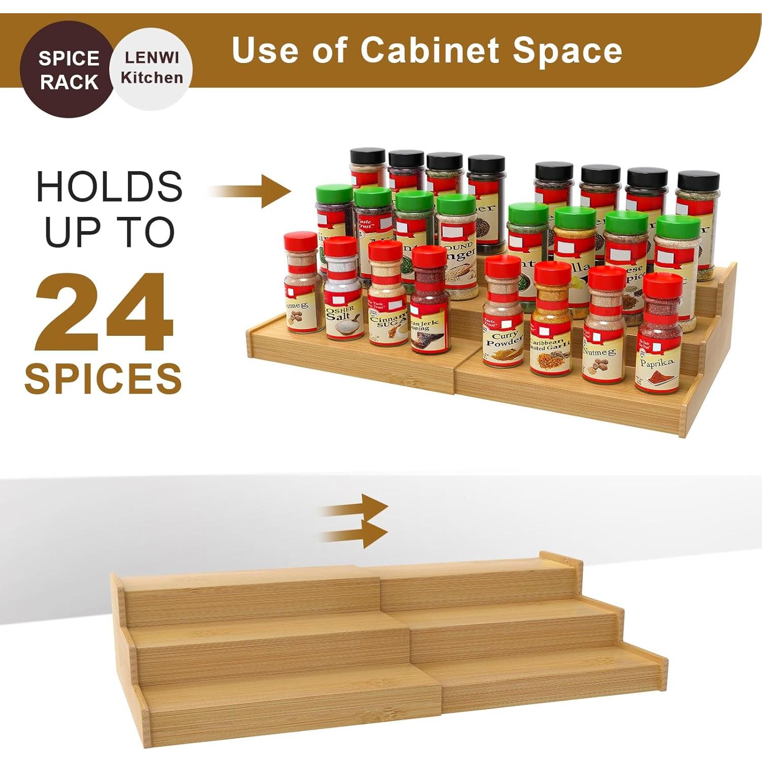 Organizador de Especias Expandible Lenwi 3 Niveles Bambú