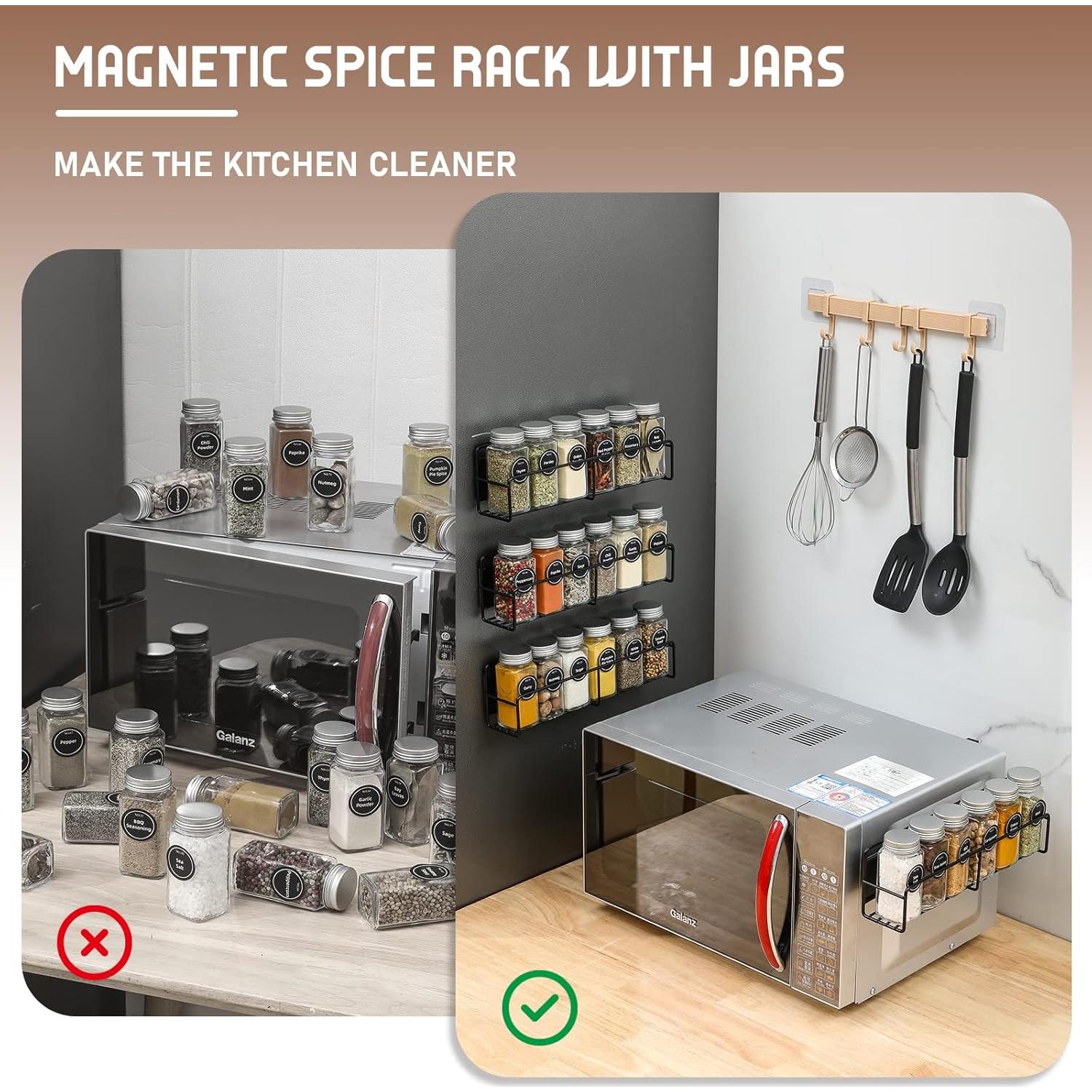 Estante Magnético para Especias VITEVER, 4 Tarros de Vidrio