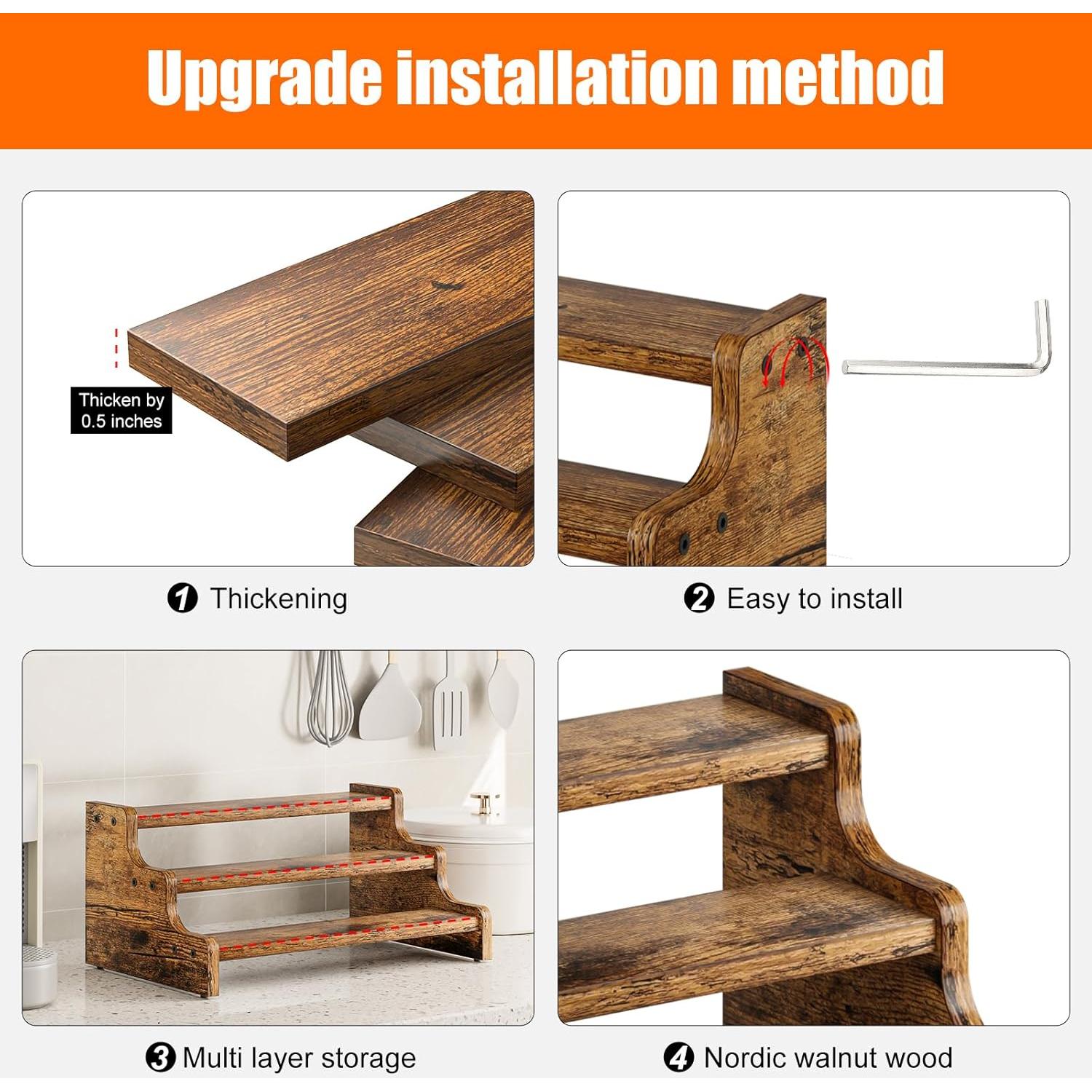 Estante de Especias KLM de 3 Niveles en Madera 35 cm