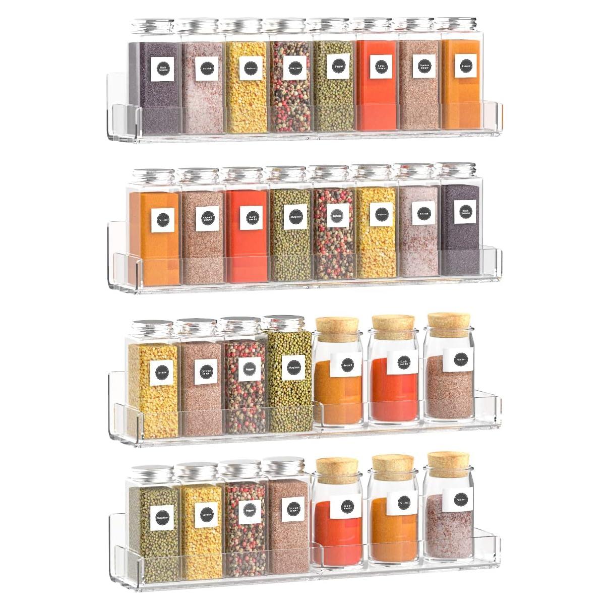 Estante de Especias de Pared Acrílico Sezanrpt - 4 Piezas