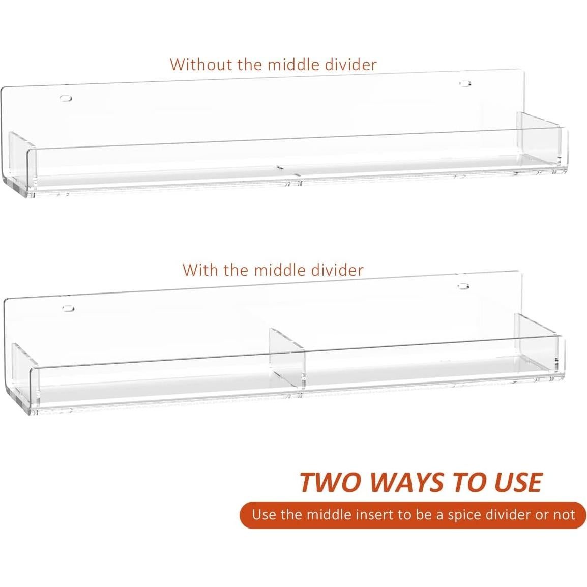 Estante de Especias de Pared Acrílico Sezanrpt - 4 Piezas