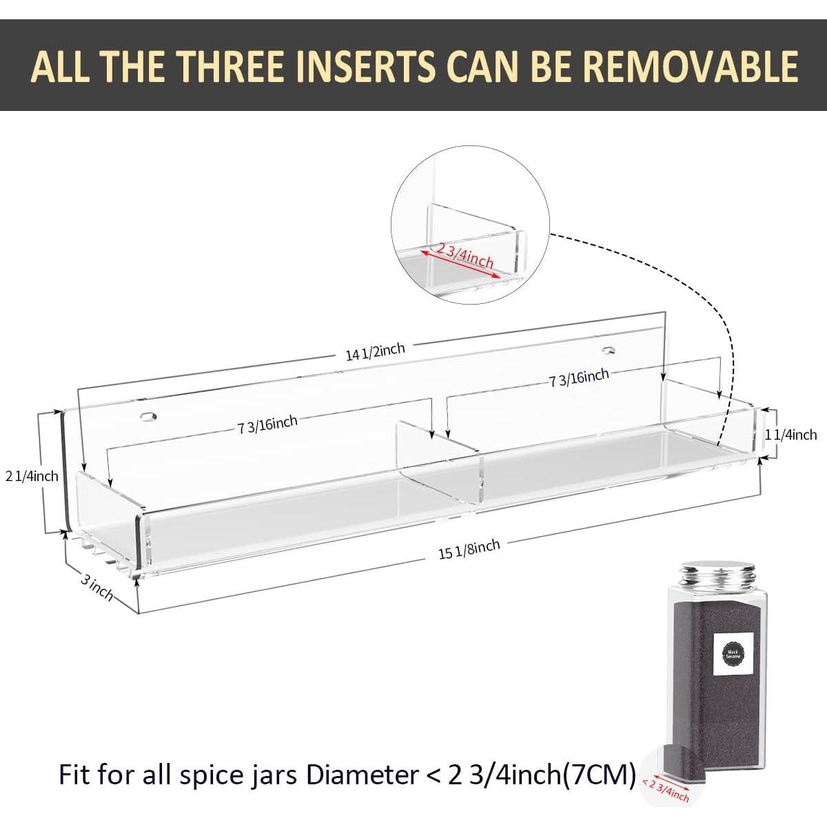 Estante de Especias de Pared Acrílico Sezanrpt - 4 Piezas