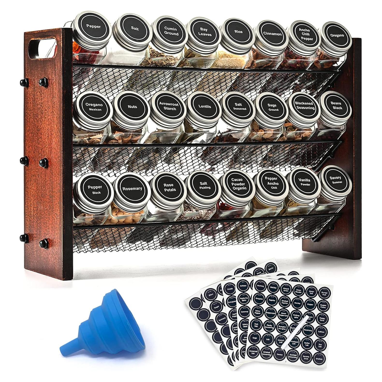 Organizador de Especias Roykoota 3 Niveles Madera Rústica