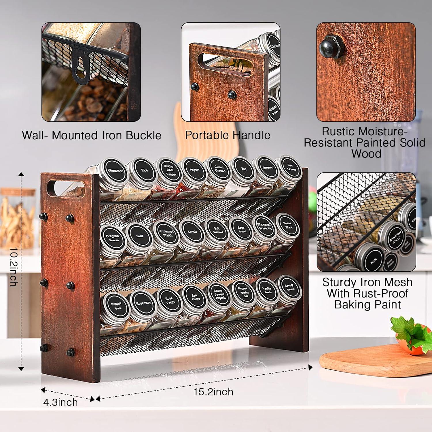 Organizador de Especias Roykoota 3 Niveles Madera Rústica