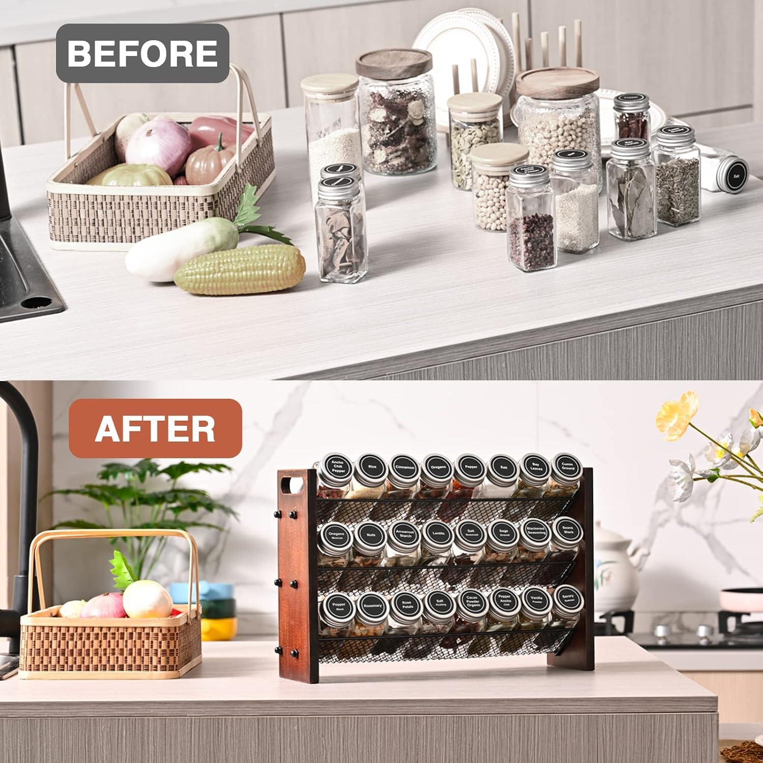 Organizador de Especias Roykoota 3 Niveles Madera Rústica