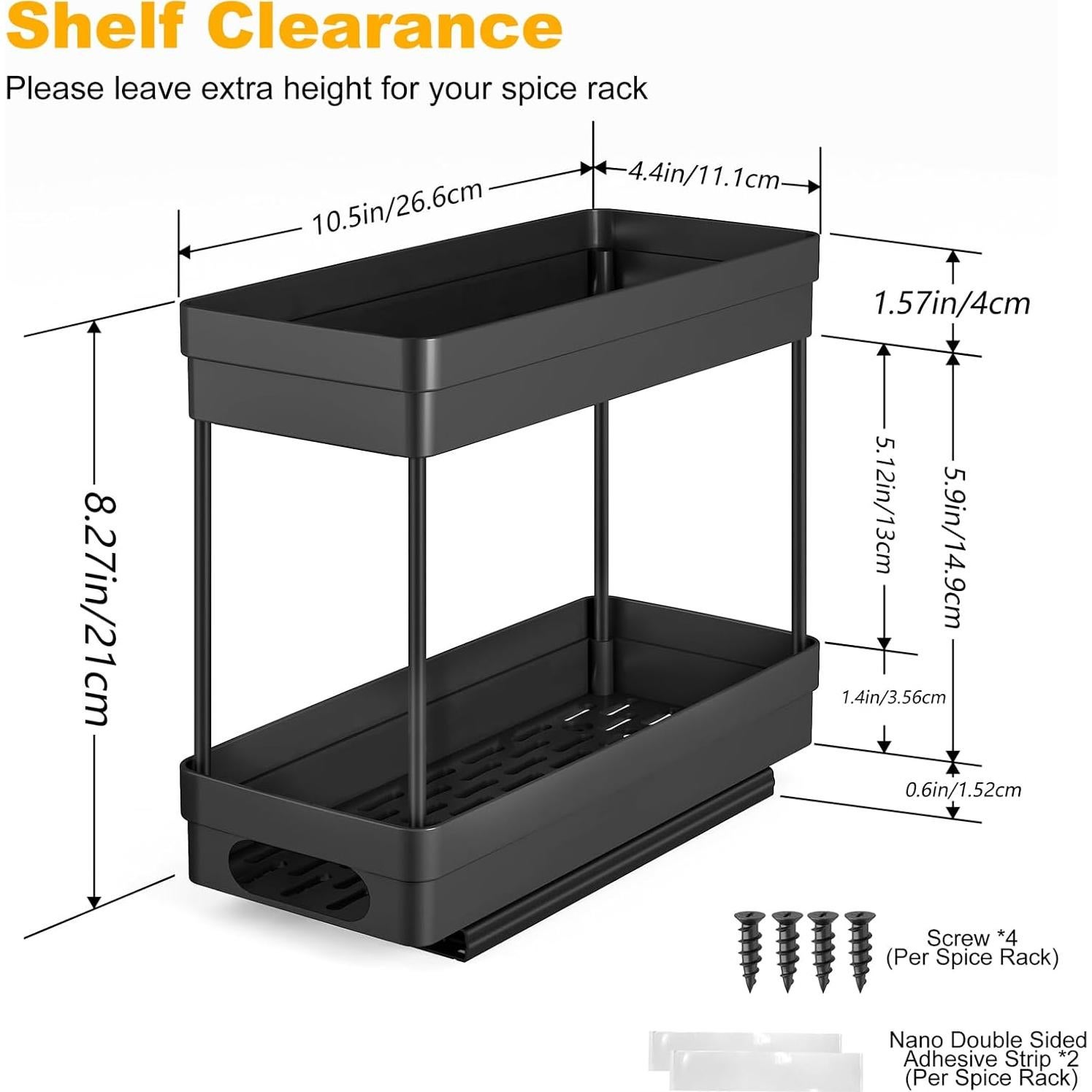 Organizador de Especias Deslizante XIANKE 2 Niveles 2Pack