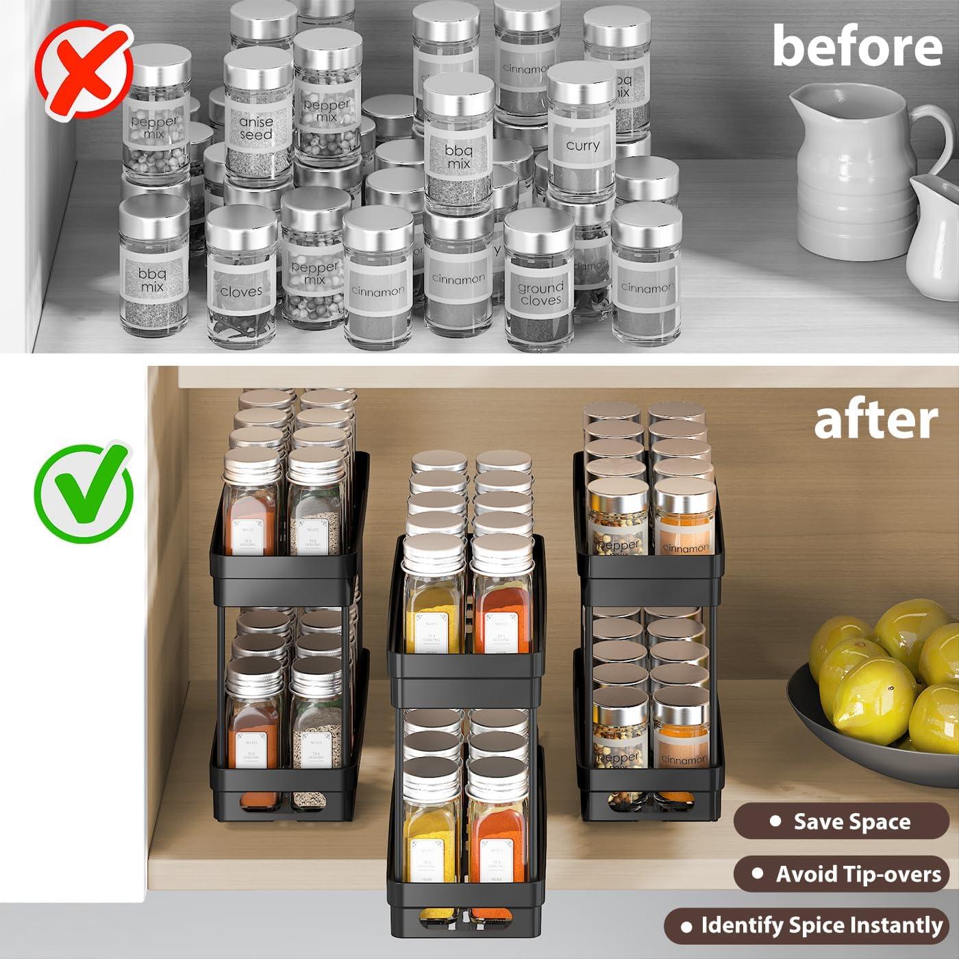 Organizador de Especias Deslizante XIANKE 2 Niveles 2Pack
