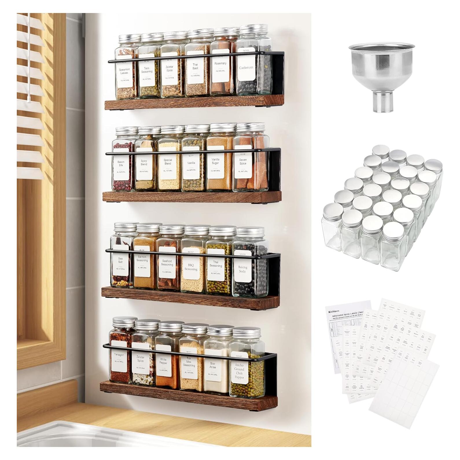 Estante Magnético KitHero para Especias con 24 Tarros y Etiquetas