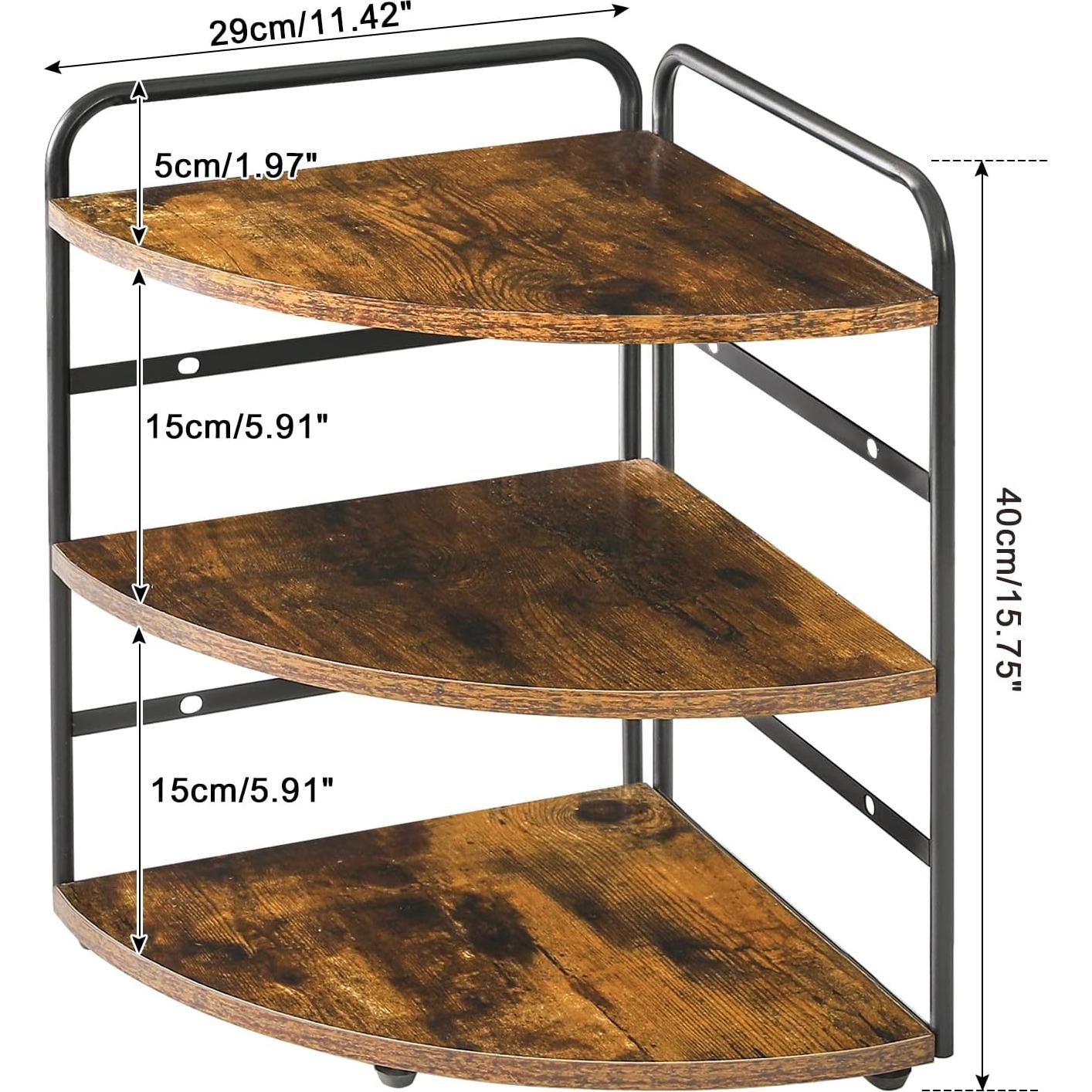 Estante Esquinero IBUYKE 3 Niveles Ajustable Marrón