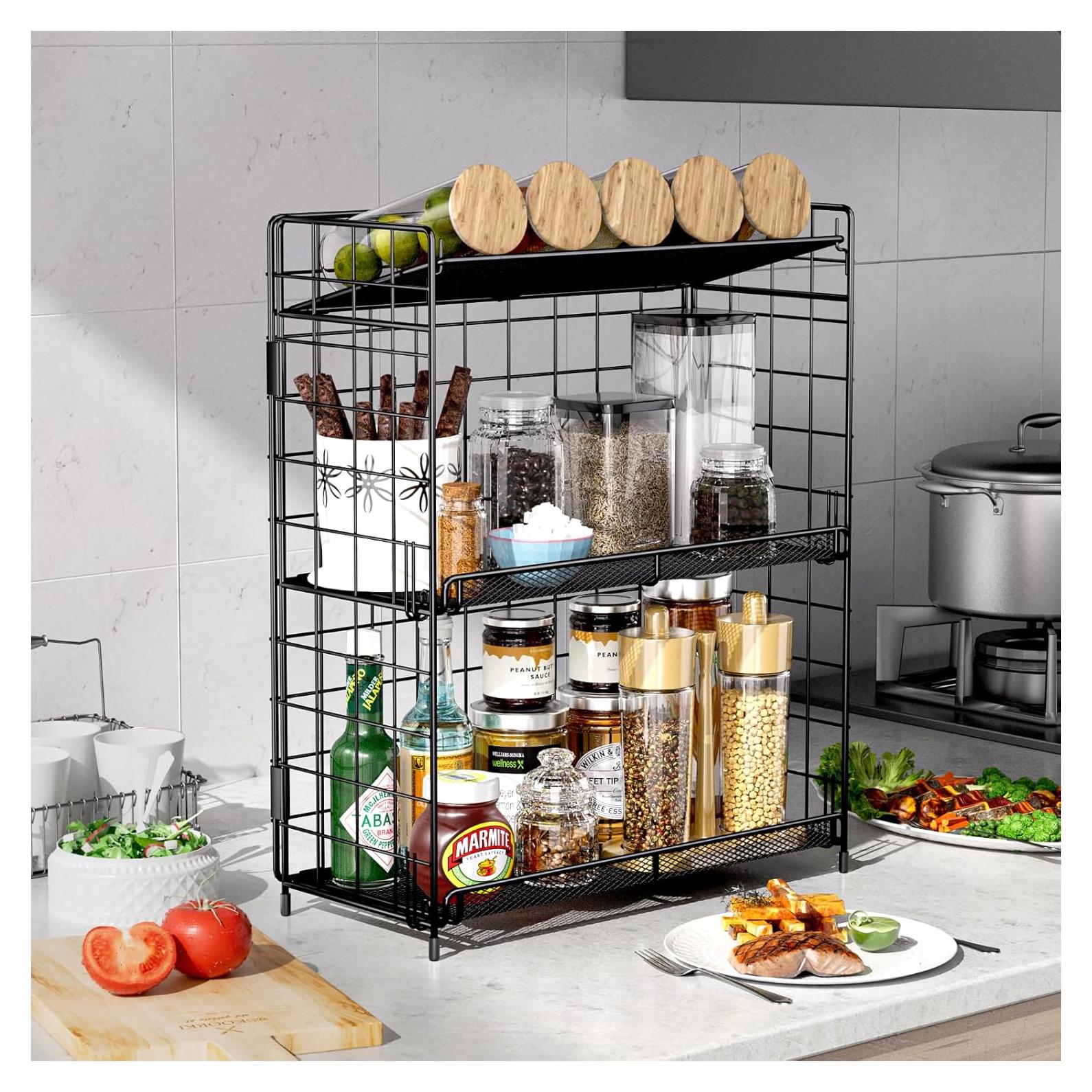 Estante Organizador de Especias DTUQYX 3 Niveles Plegable