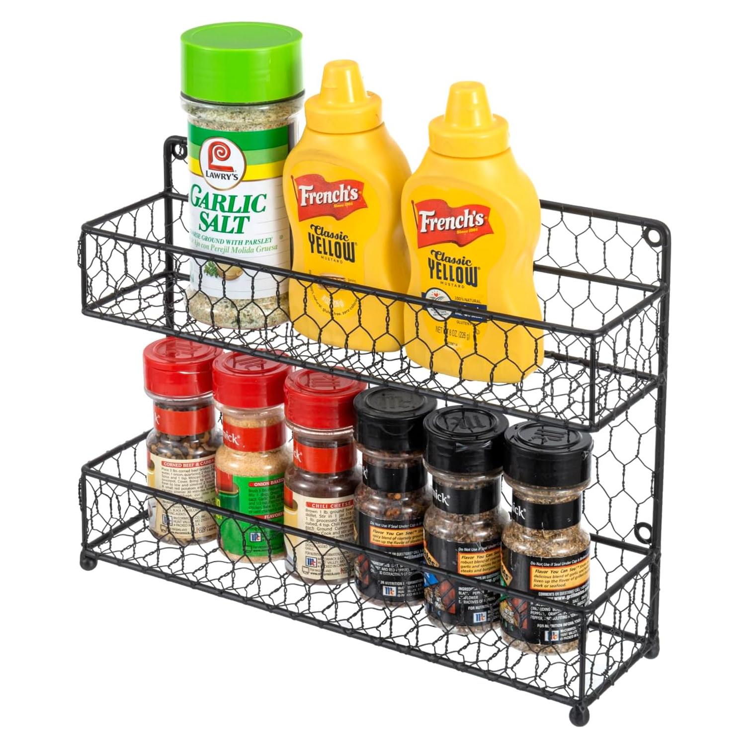 Estante de especias MyGift 2 niveles metal negro cocina