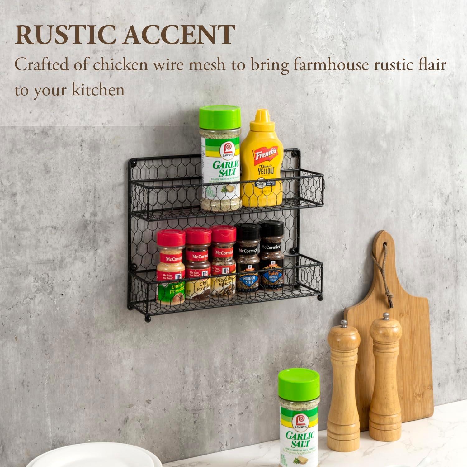 Estante de especias MyGift 2 niveles metal negro cocina