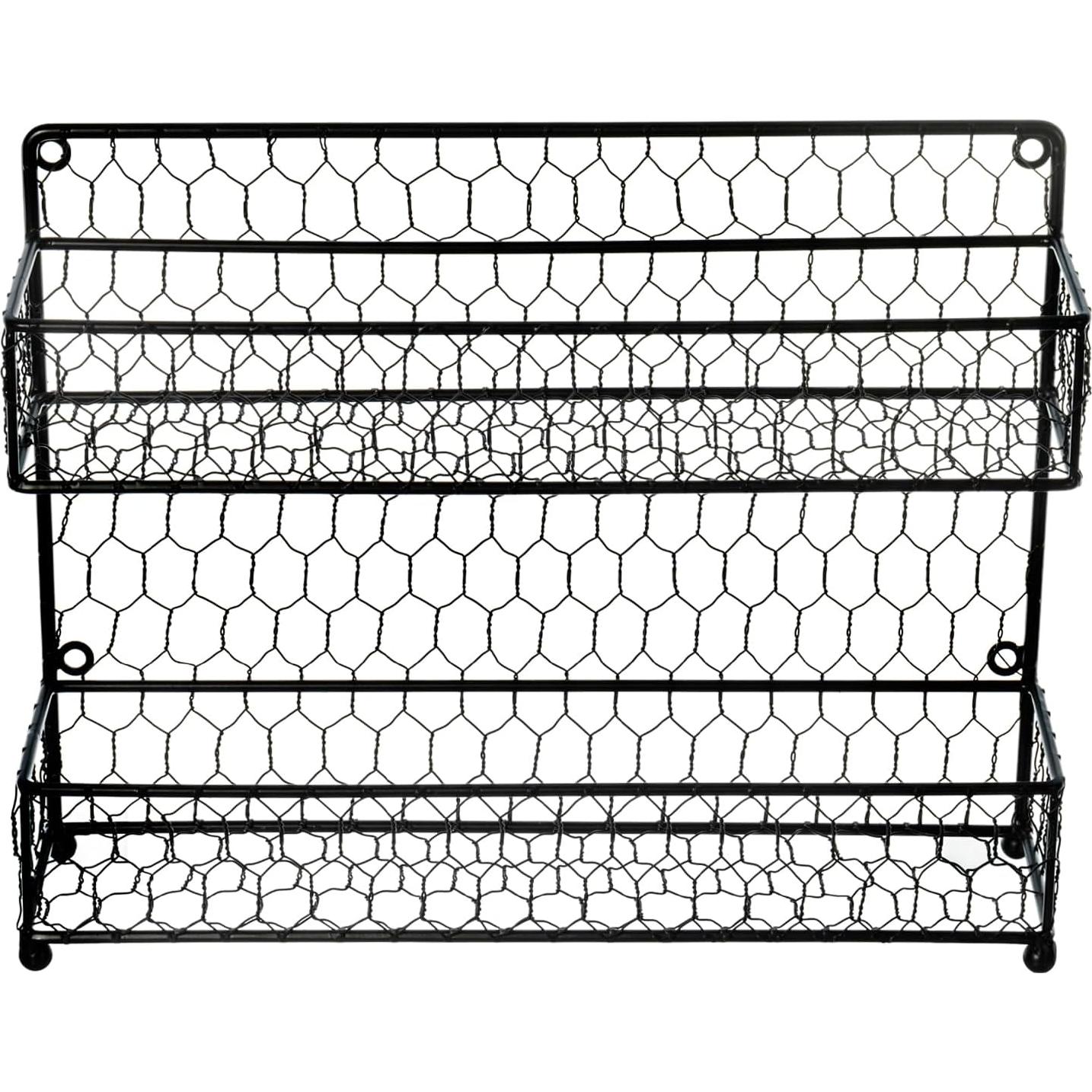 Estante de especias MyGift 2 niveles metal negro cocina