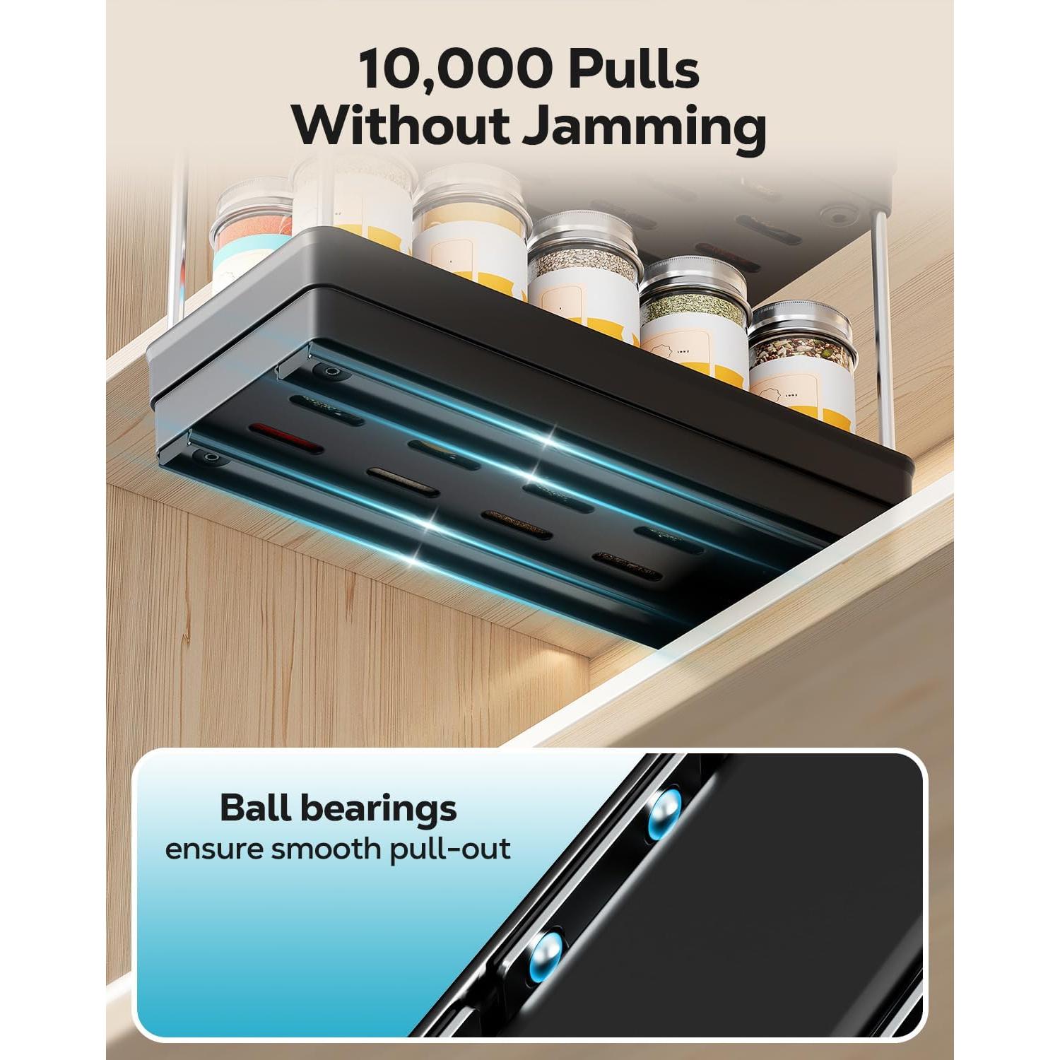 Estante de especias extraíble Nieifi 11 cm negro 2 niveles