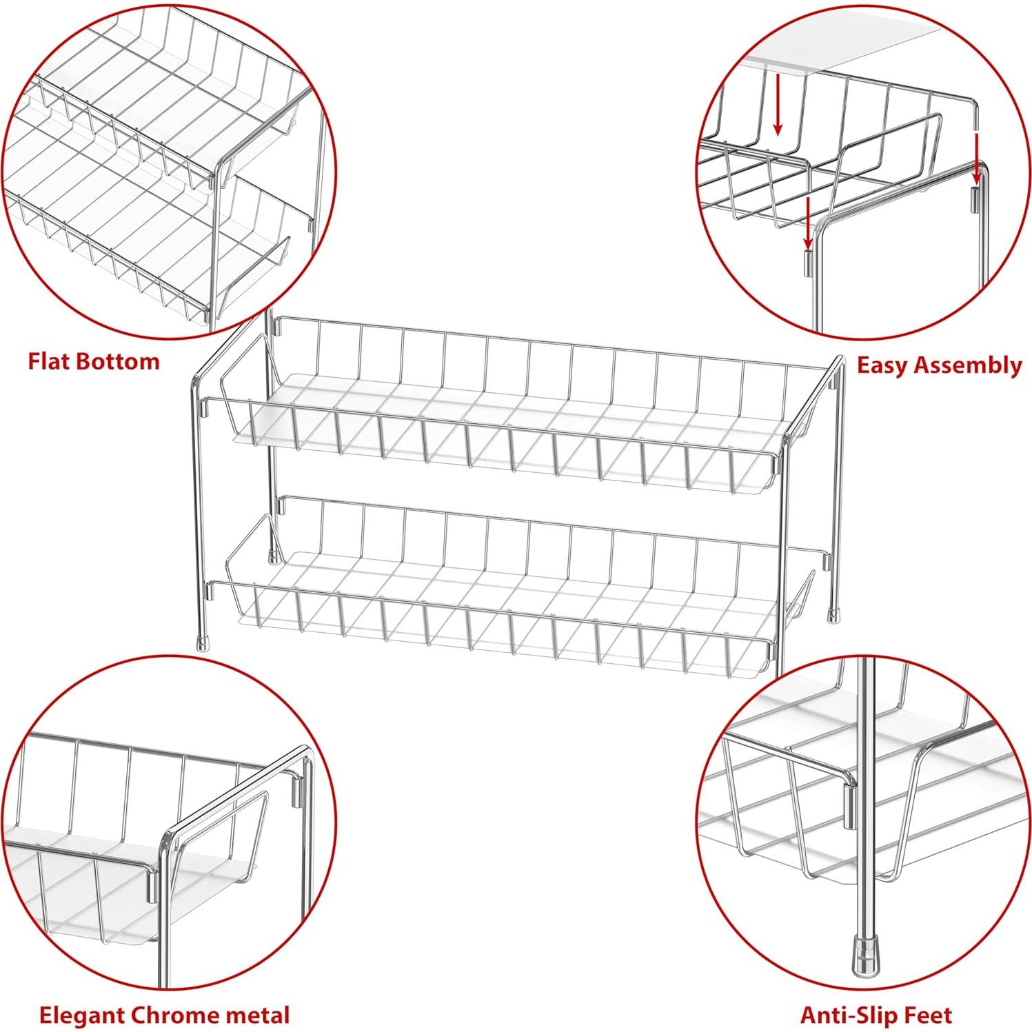 Organizador de Especias 2 Niveles Simple Houseware Cromo