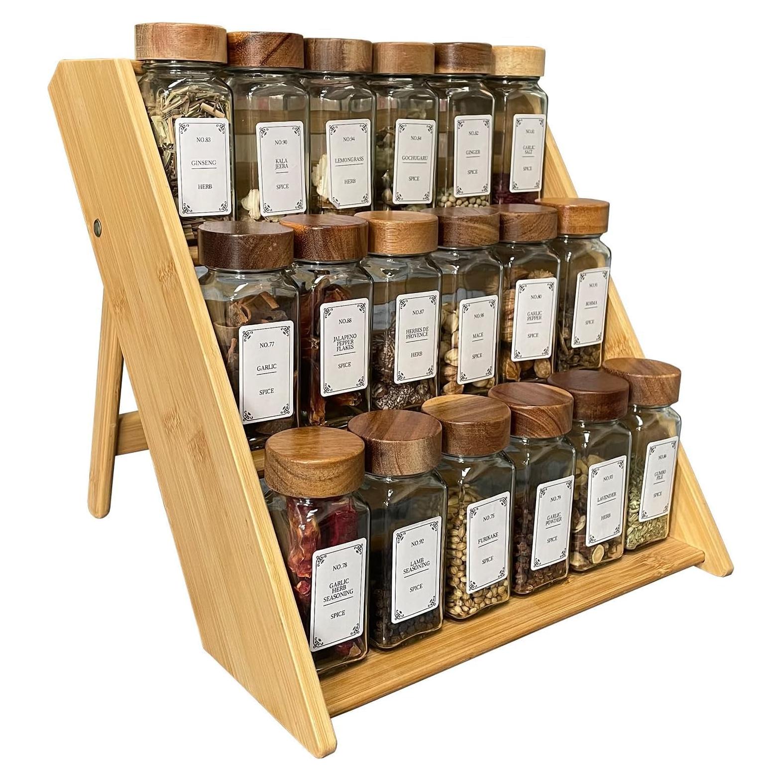 Organizador de especias Sholramo de bambú 3 niveles 30x30 cm