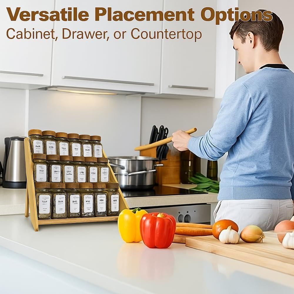 Organizador de especias Sholramo de bambú 3 niveles 30x30 cm