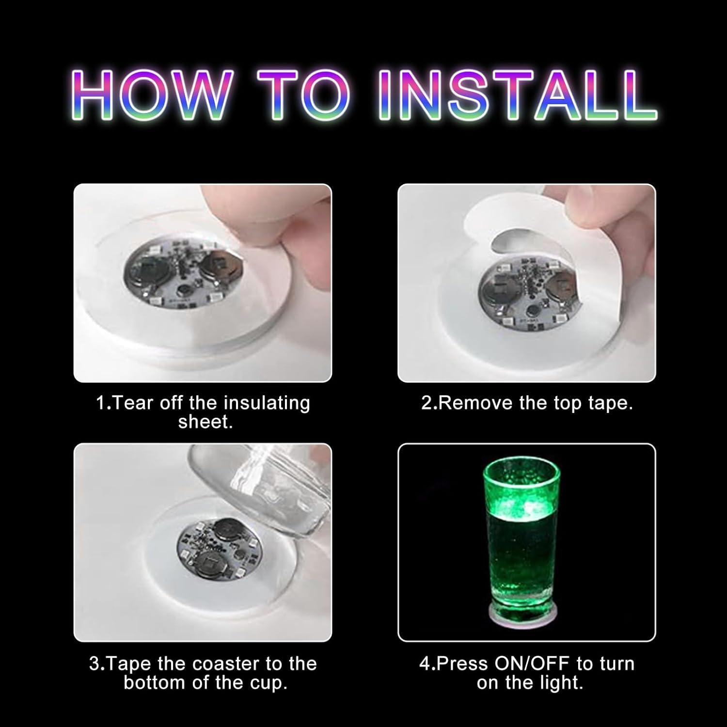 Posavasos LED AUSTUFF 25 Pcs Iluminados Multicolor