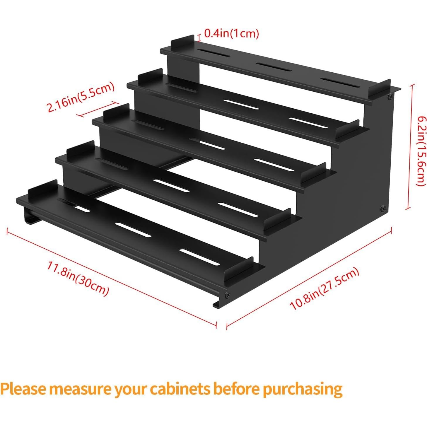 Estante de especias STWWO 5 niveles metal negro 2 paquetes