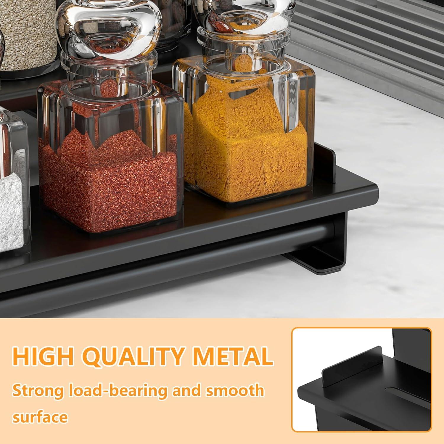 Estante de especias STWWO 5 niveles metal negro 2 paquetes