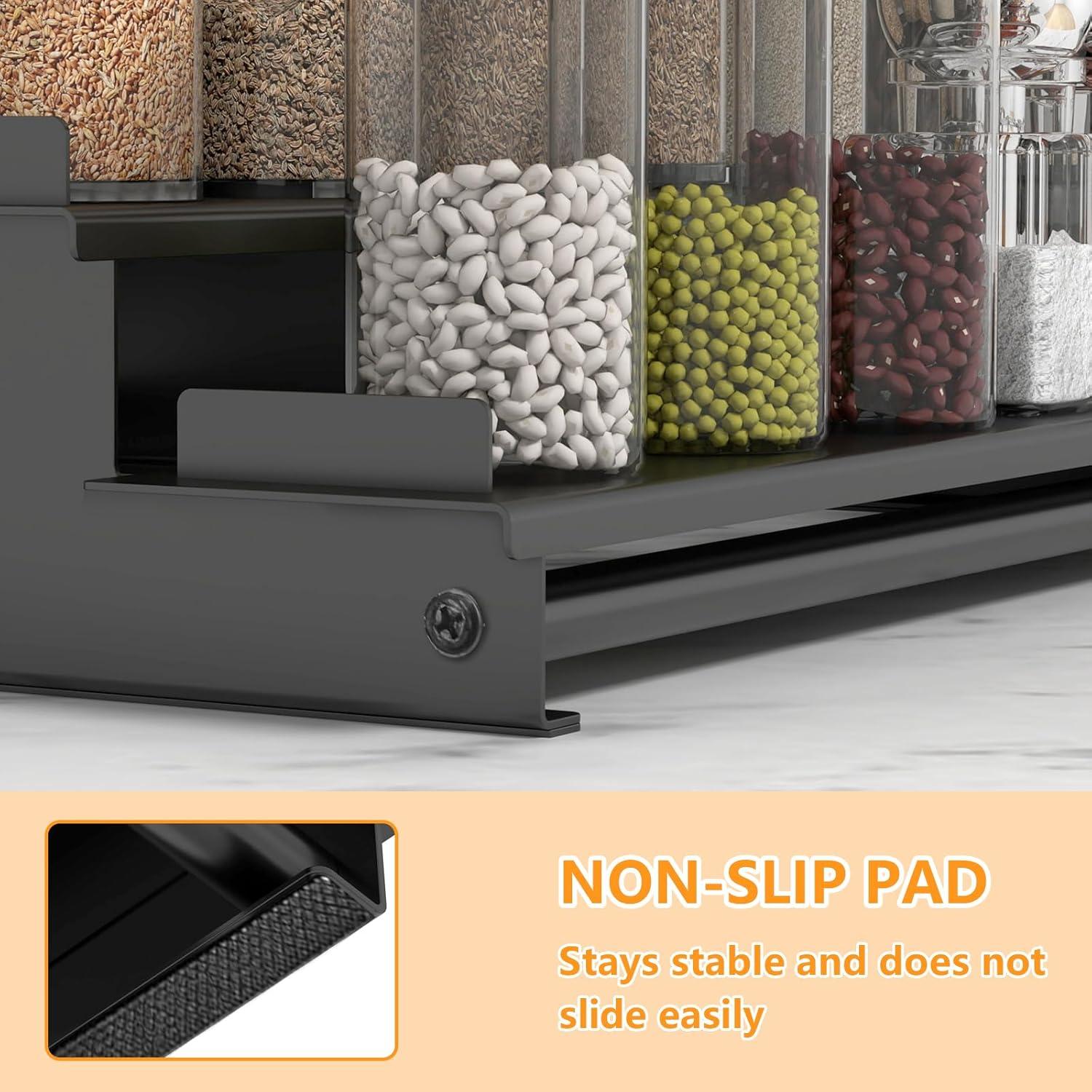 Estante de especias STWWO 5 niveles metal negro 2 paquetes