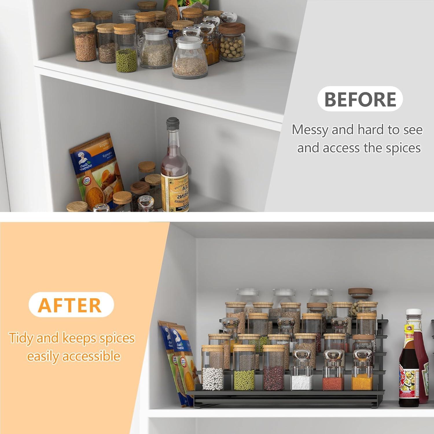 Estante de especias STWWO 5 niveles metal negro 2 paquetes