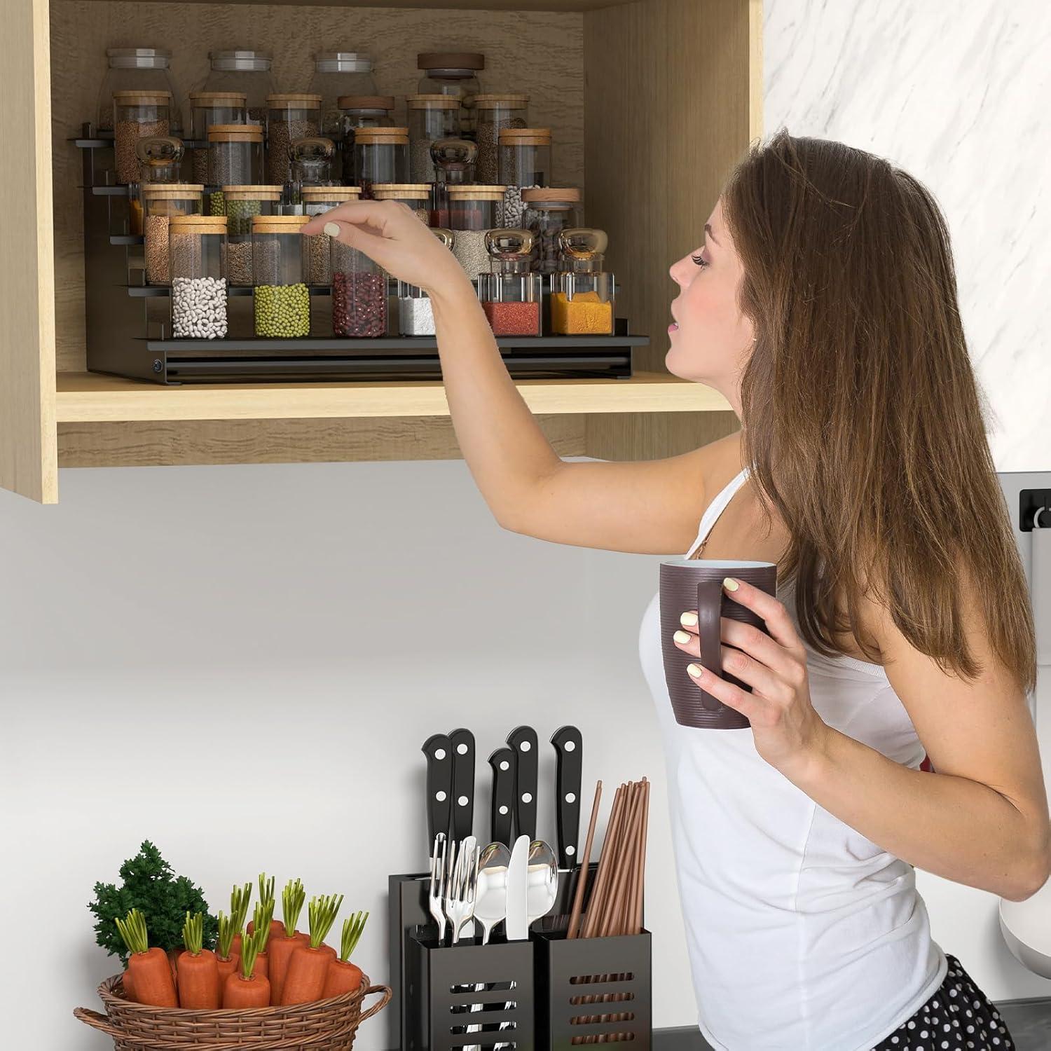 Estante de especias STWWO 5 niveles metal negro 2 paquetes