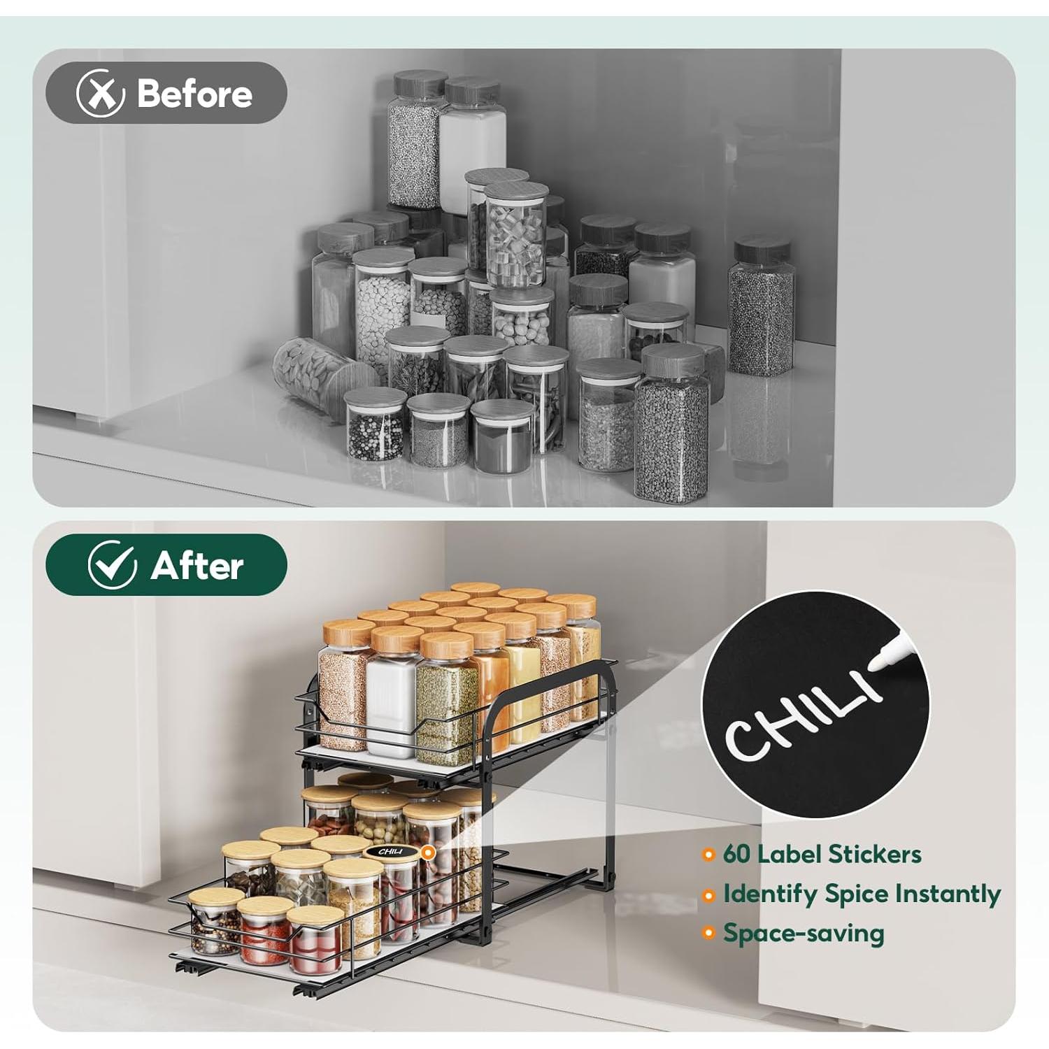 Organizador de Especias AHOMSEL 2 Niveles Metal 17,78 cm