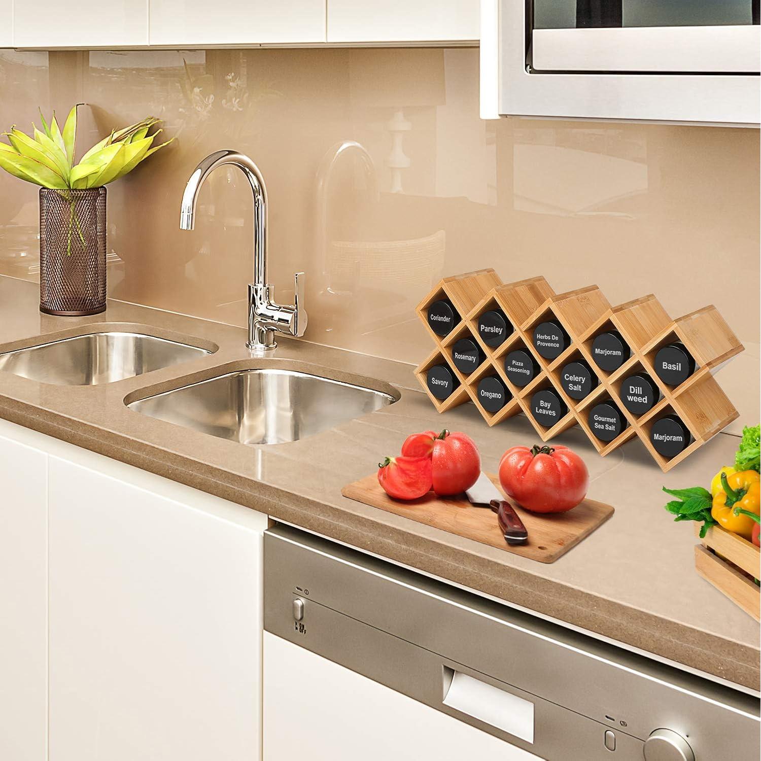 Estante organizador de especias Phyllia de bambú 4 niveles