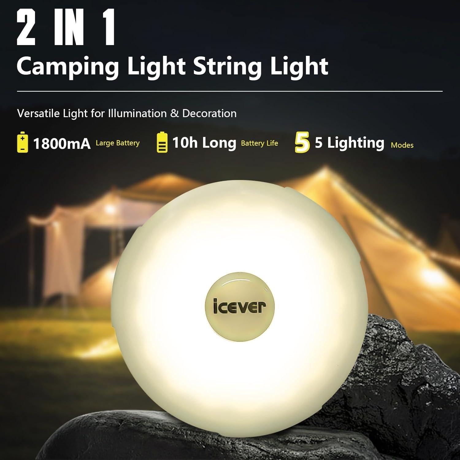 Luz de Camping LED Icever 10M Recargable Impermeable