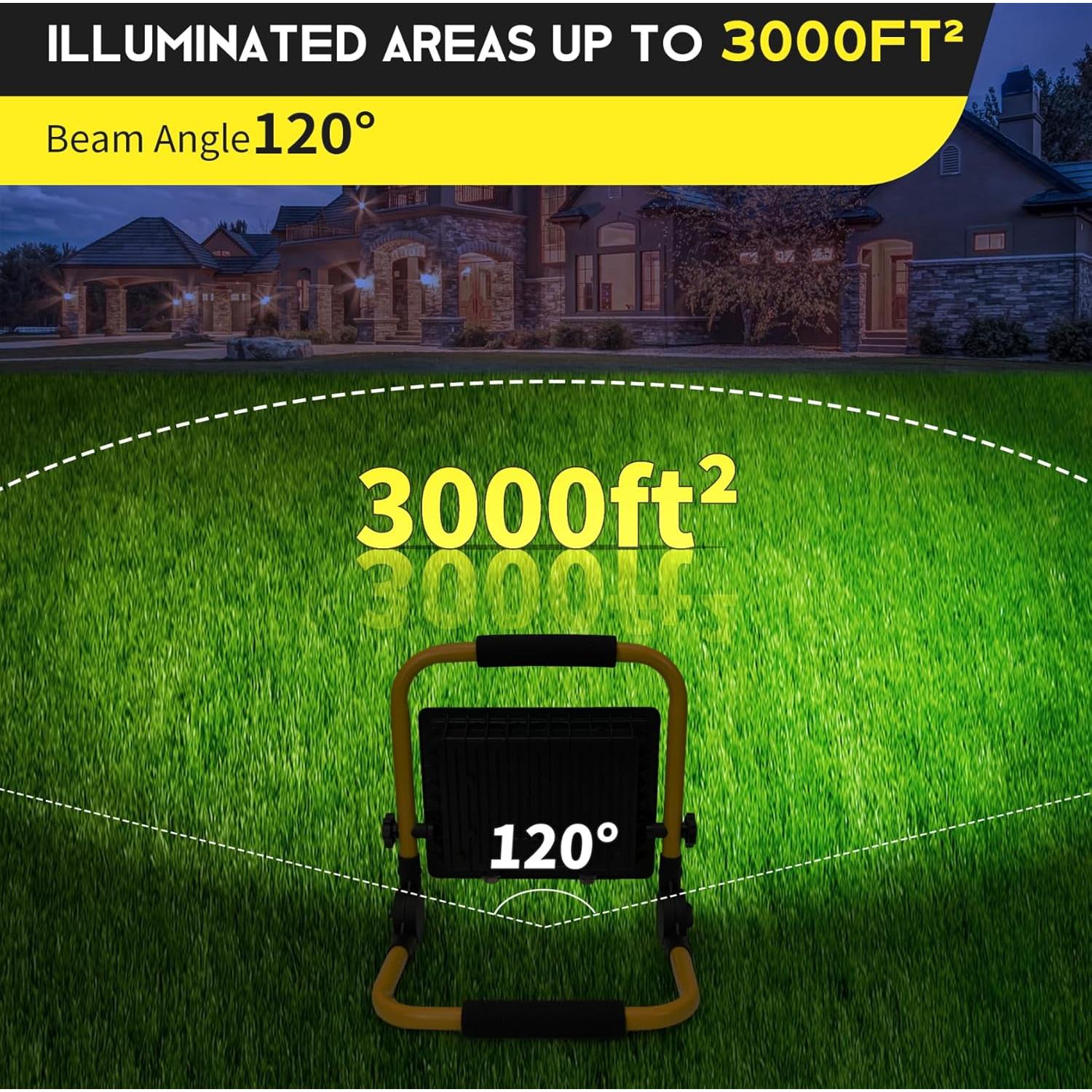 10000LM LED Work Light: Portable Work Light with 5FT Cord - IP66 Waterproof Flood Light for Outdoor Indoor Job Site Workshop Garage Construction Site Lighting, Gifts for Man