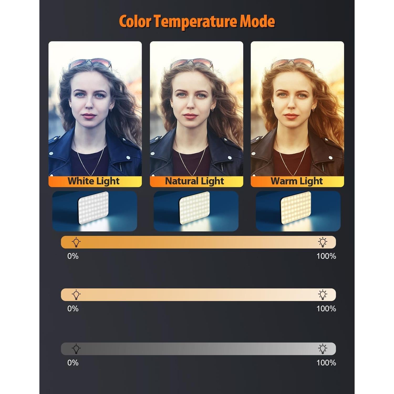 Luz de Selfie LED Portátil IMYSTICALINTEL 2200mAh 3 Modos