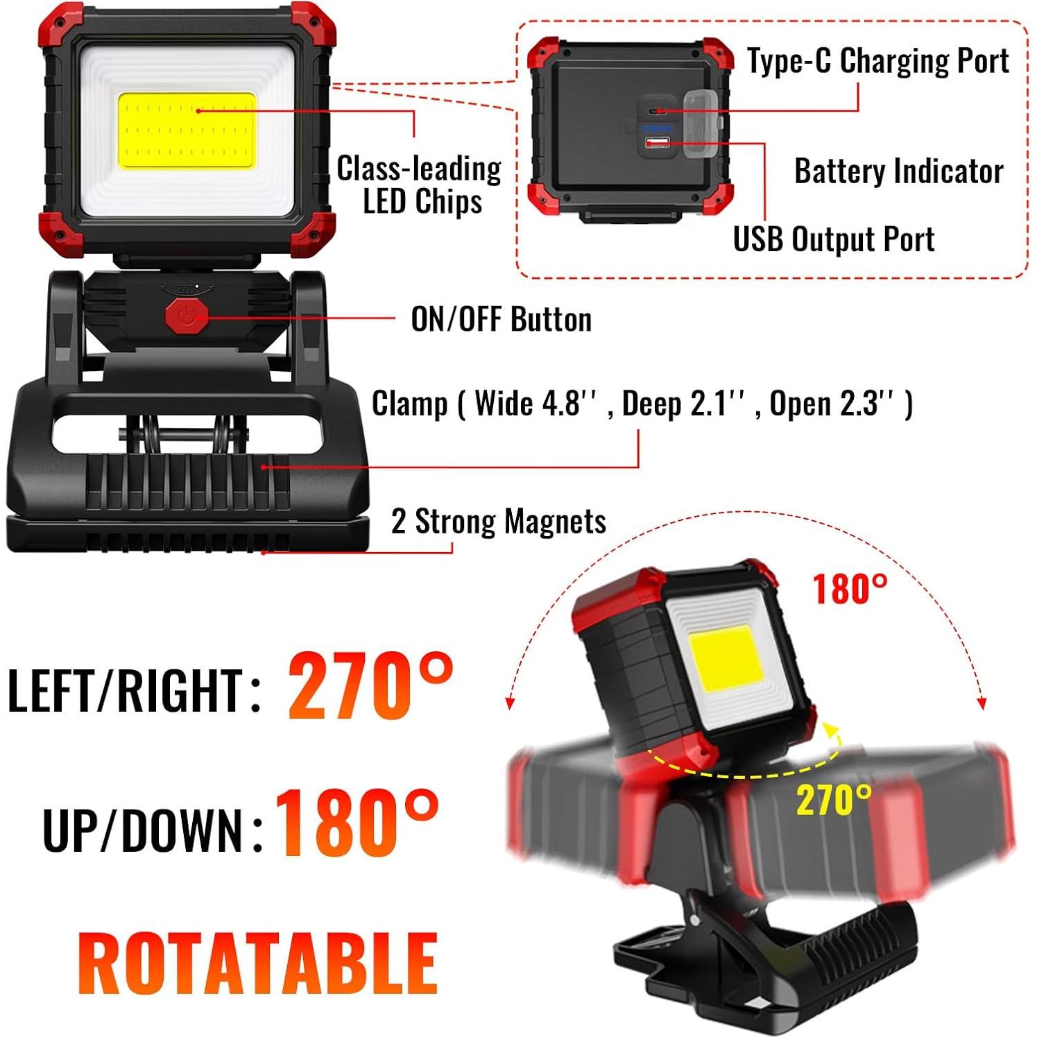 Luz de Trabajo LED Recargable Easymaxx 2100LM Magnética