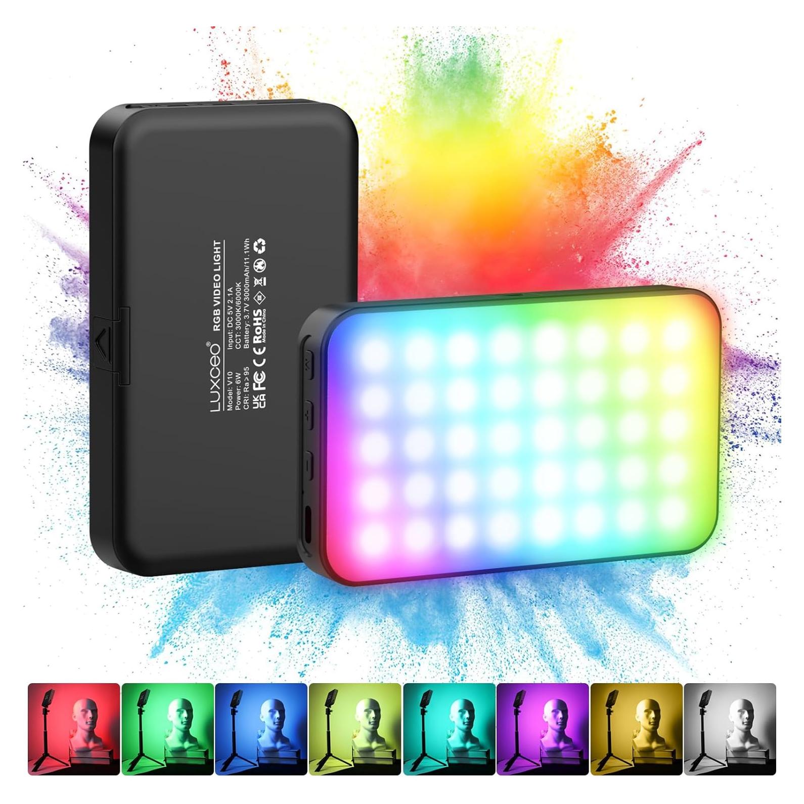 Luz de Video RGB Luxceo V10 LED Portátil Dimmable 3000K-6000K